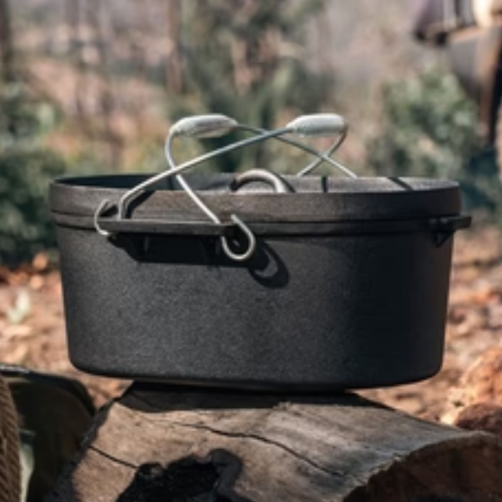 Wildtrak 9.5 Quart Cast-Iron Pre-Seasoned Oval Camp Oven with Lip and Handle