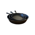 Wildtrak 3 Piece Cast Iron Skillet Frying Pan Set with Pour Spout and Handles