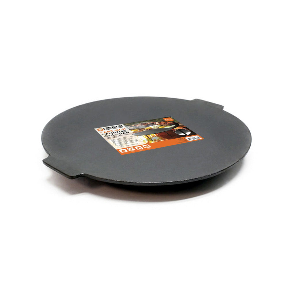 Wildtrak Pre-Seasoned Round Cast Iron BBQ Plate with Removable Legs 45cm