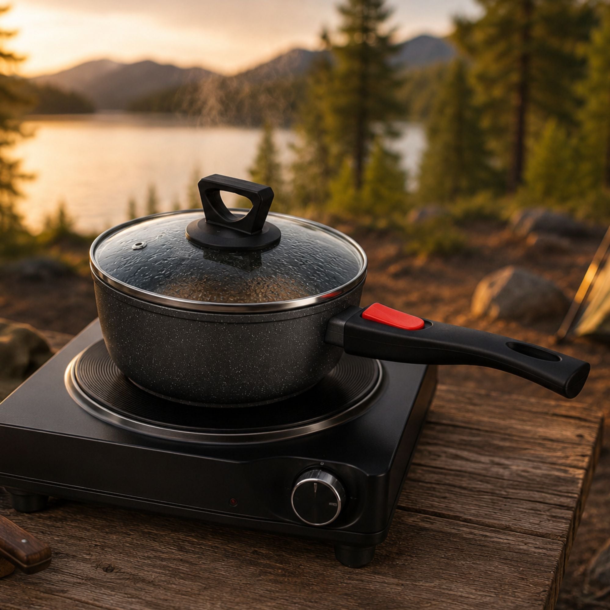 Compact Saucepan 18cm Non Stick Detach Handle – Wildtrak Offroad
