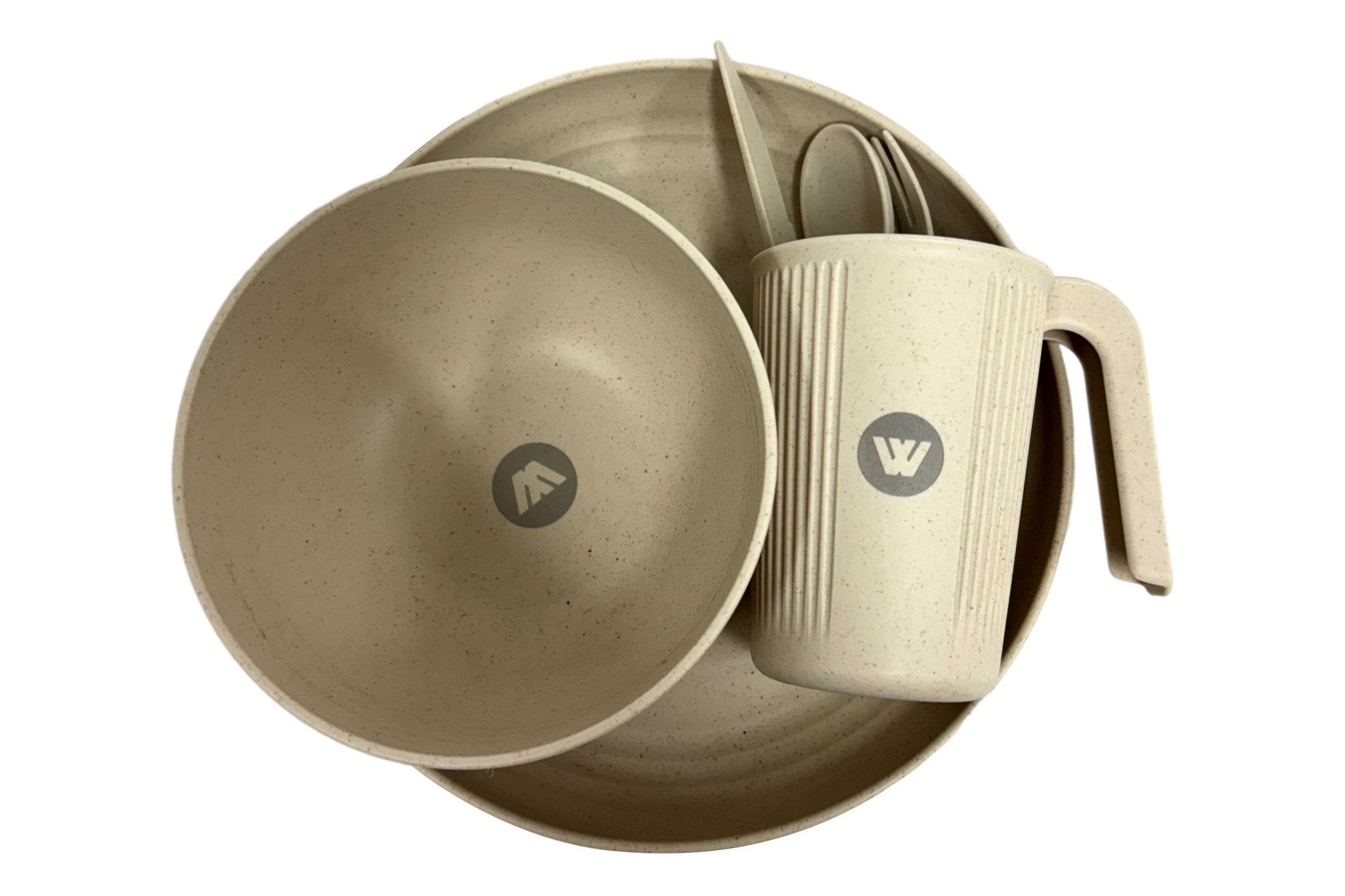 6pc 1 Person Wheat Straw Dinner Set - Beige or Blue