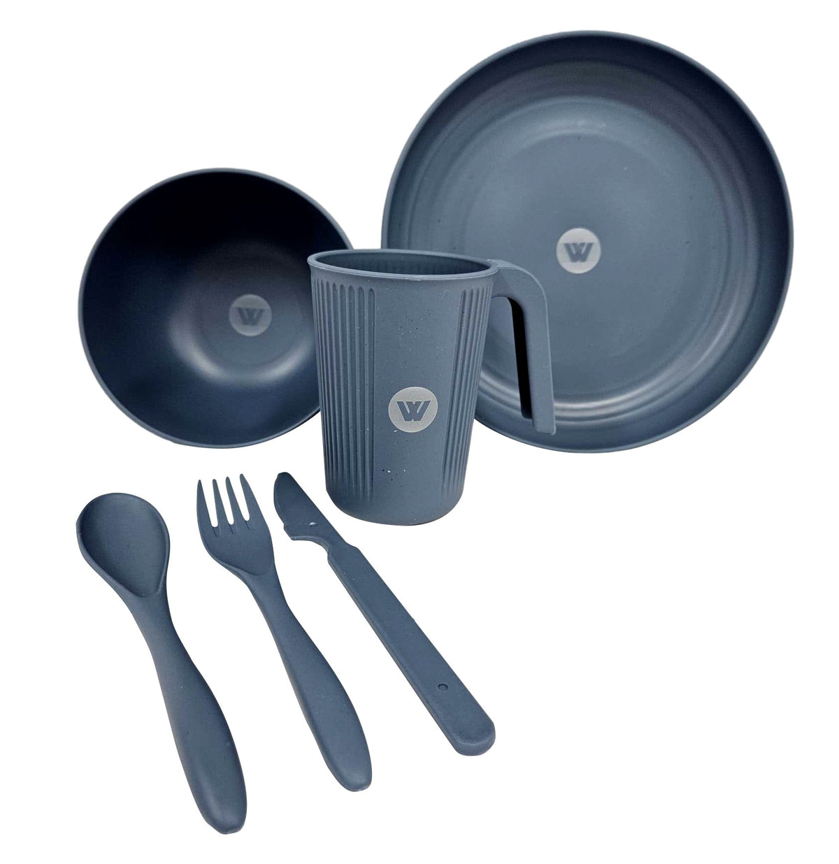 6pc 1 Person Wheat Straw Dinner Set - Beige or Blue