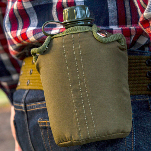 1 Quart Water Canteen with Cover - Military Green