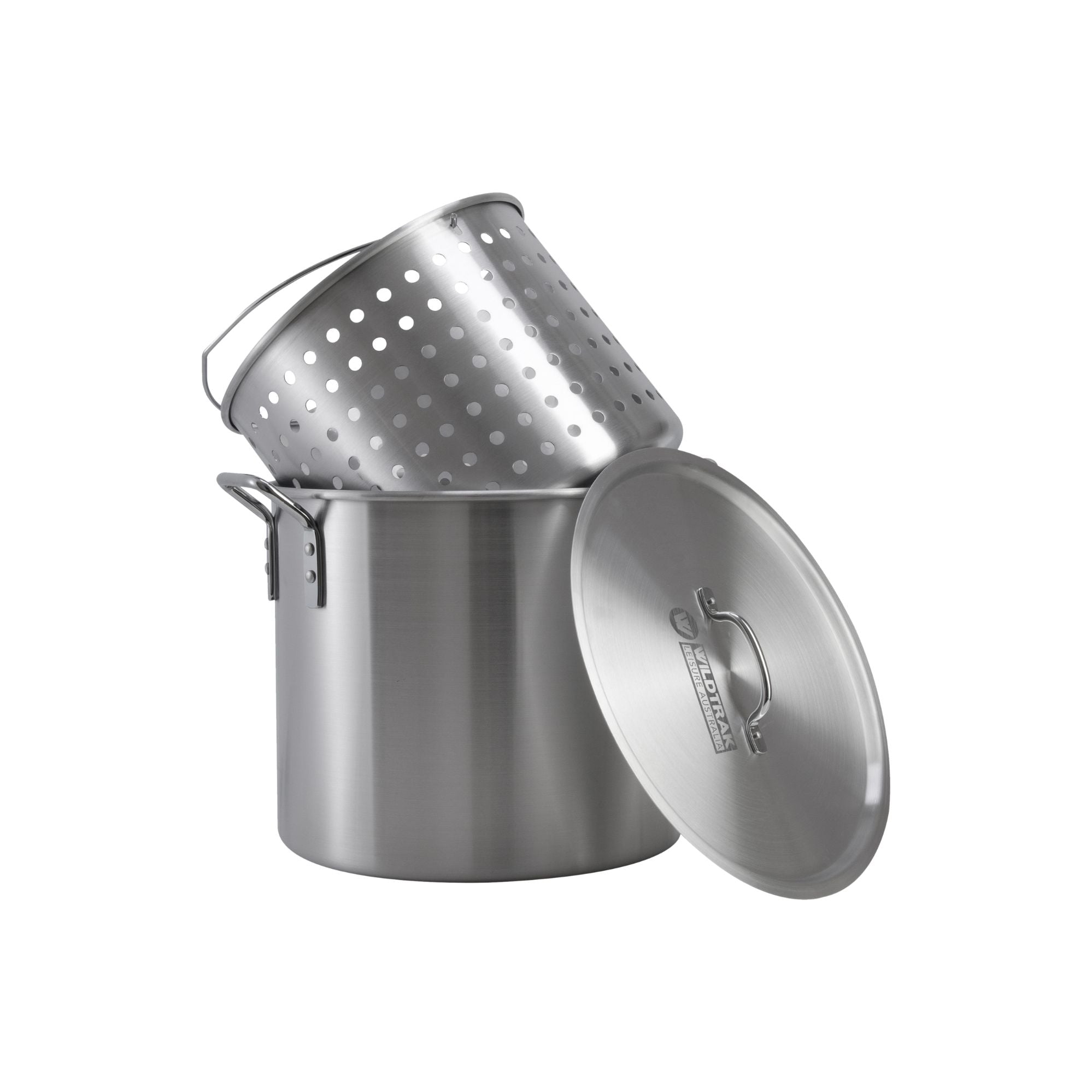 Wildtrak Aluminium Crab Cooker Stock Pot 40L with Basket, Handles, Lid and Strainer