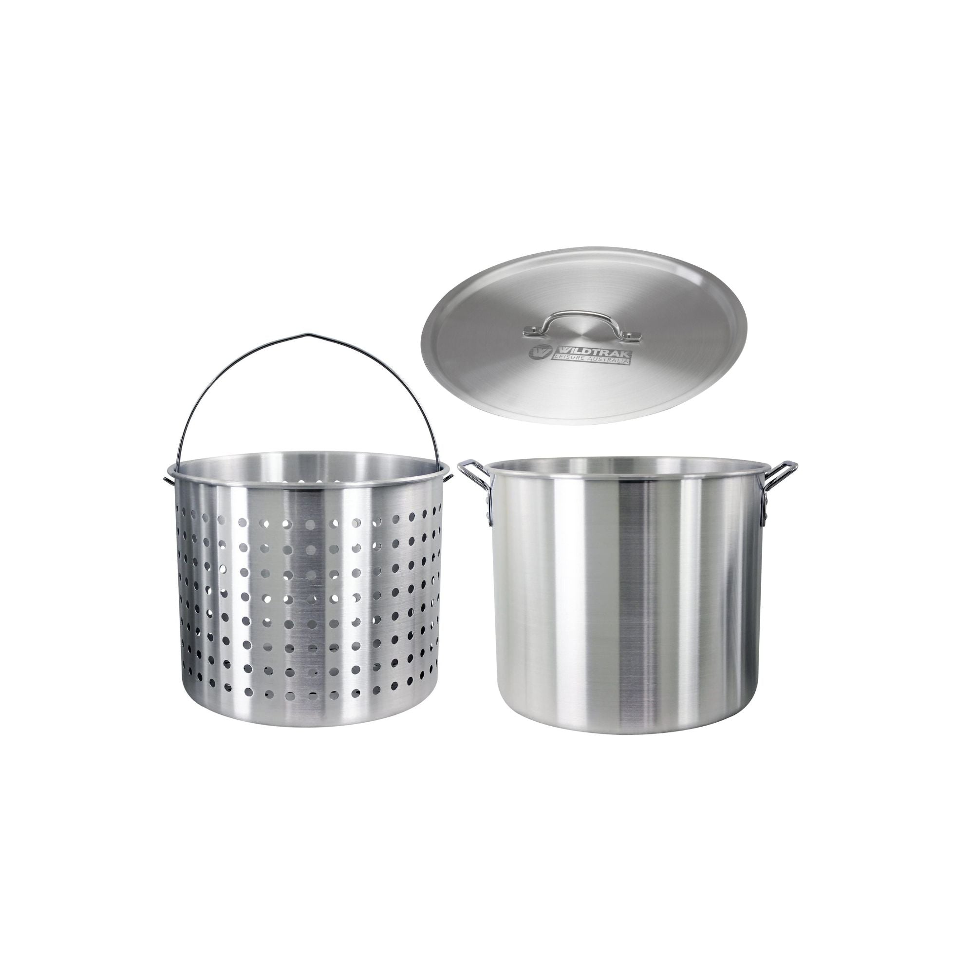 Wildtrak Aluminium Crab Cooker Stock Pot 40L with Basket, Handles, Lid and Strainer