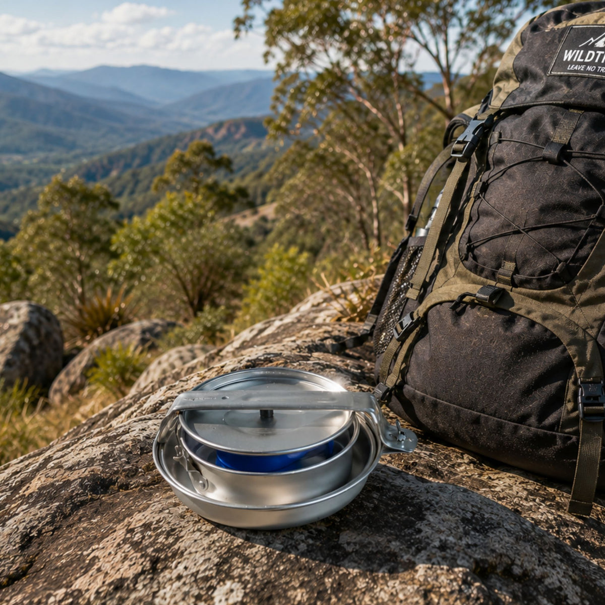Wildtrak 4pc Hiker 1P Essential Aluminium Mess Kit Set