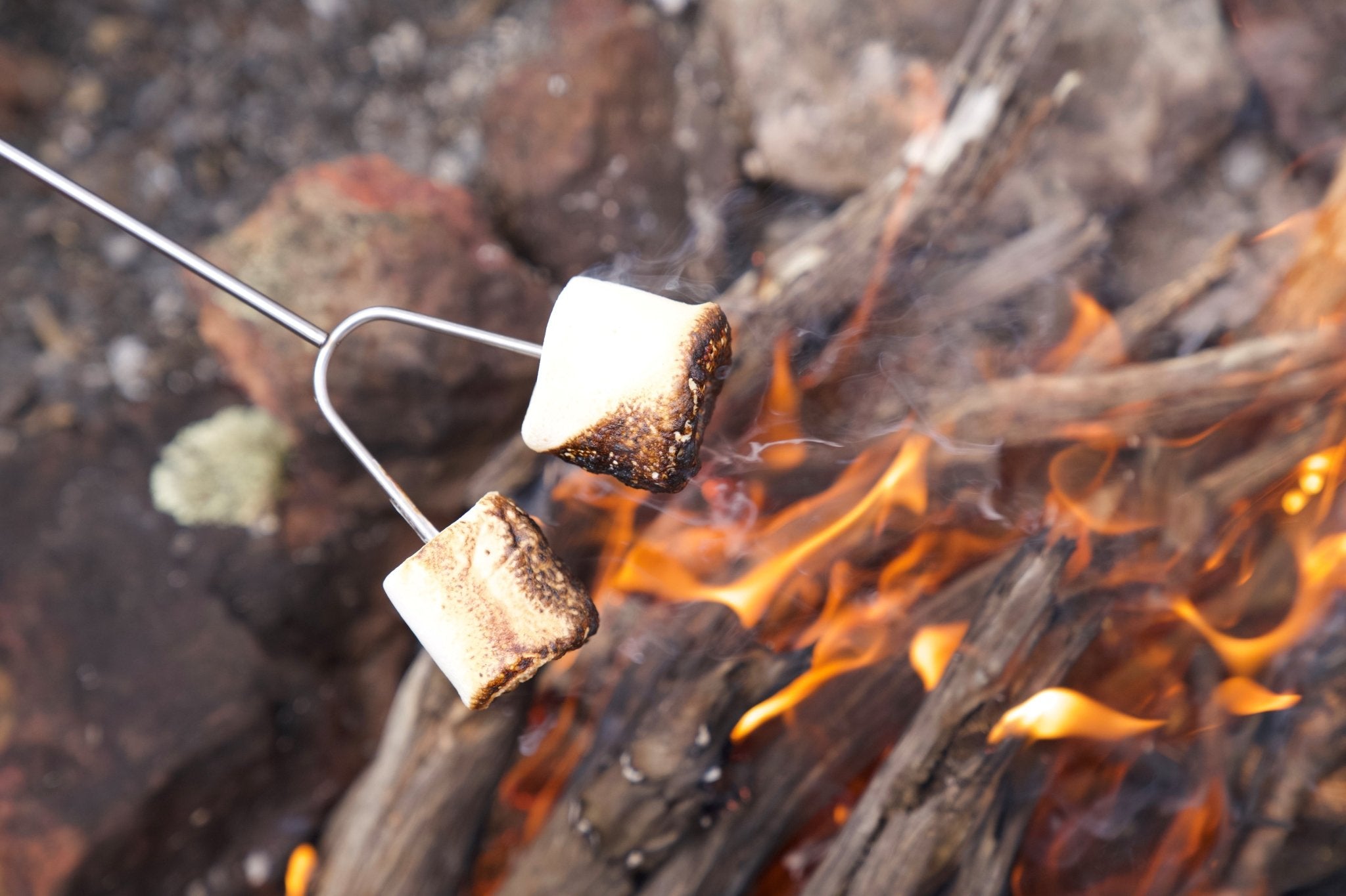 Twin Prong Extendable Campfire Fork with Handle 86cm - Cook Snags and Marshmallows