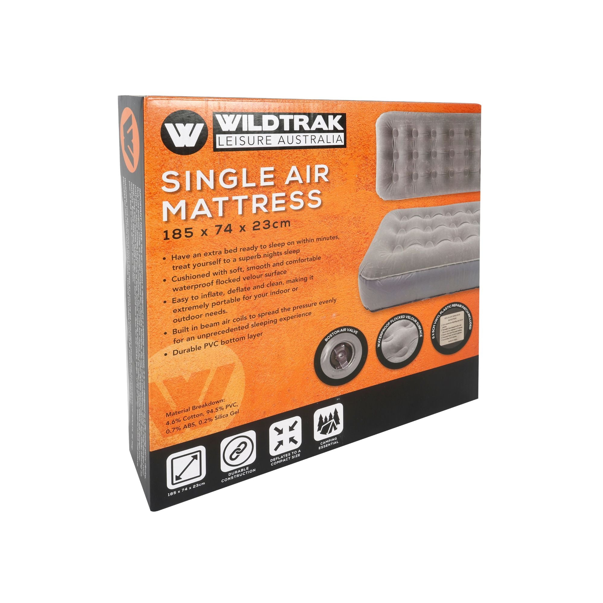 Wildtrak Single Air Mattress 185 x 74 x 23cm