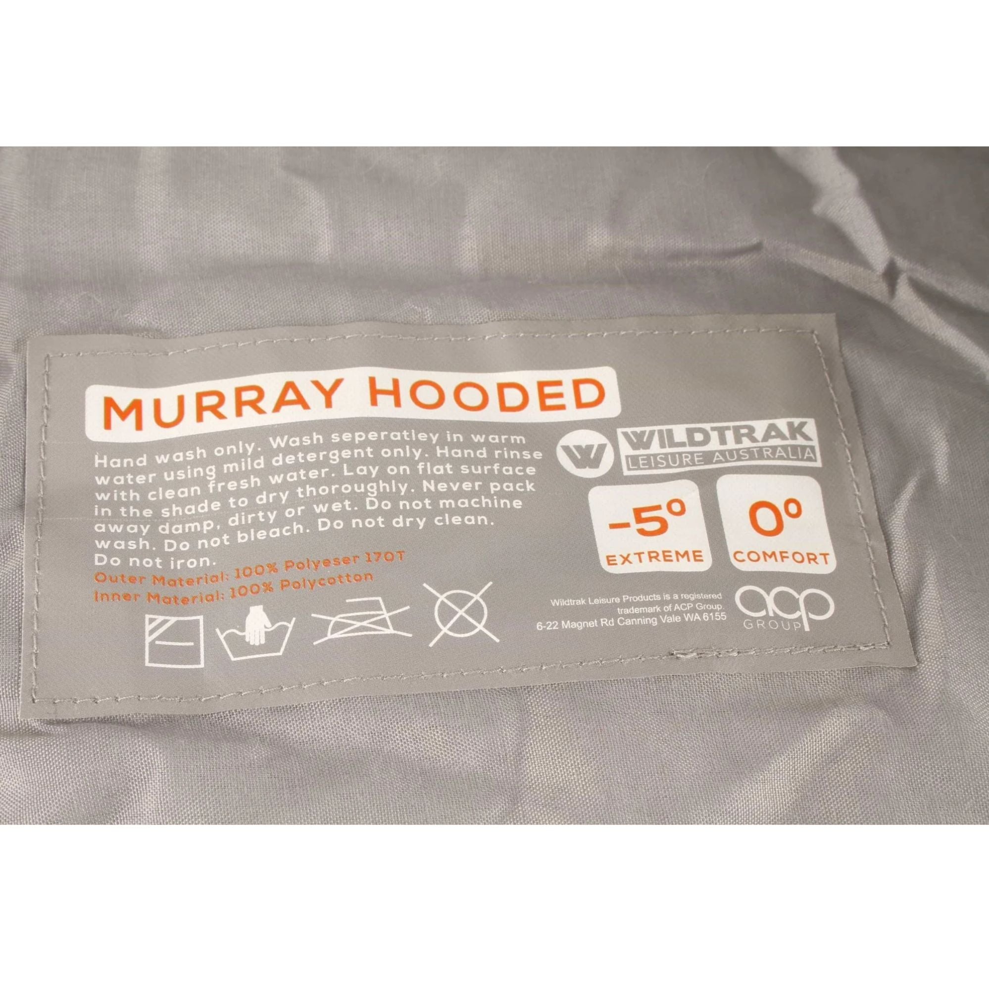 Murray Hooded Sleeping Bag, 0-5°C, Breathable Lining, Ripstop Fabric, Auto Lock Zips, Sewn-in Storage Pocket, Hanging Loop, Storage Bag, 80x230cm