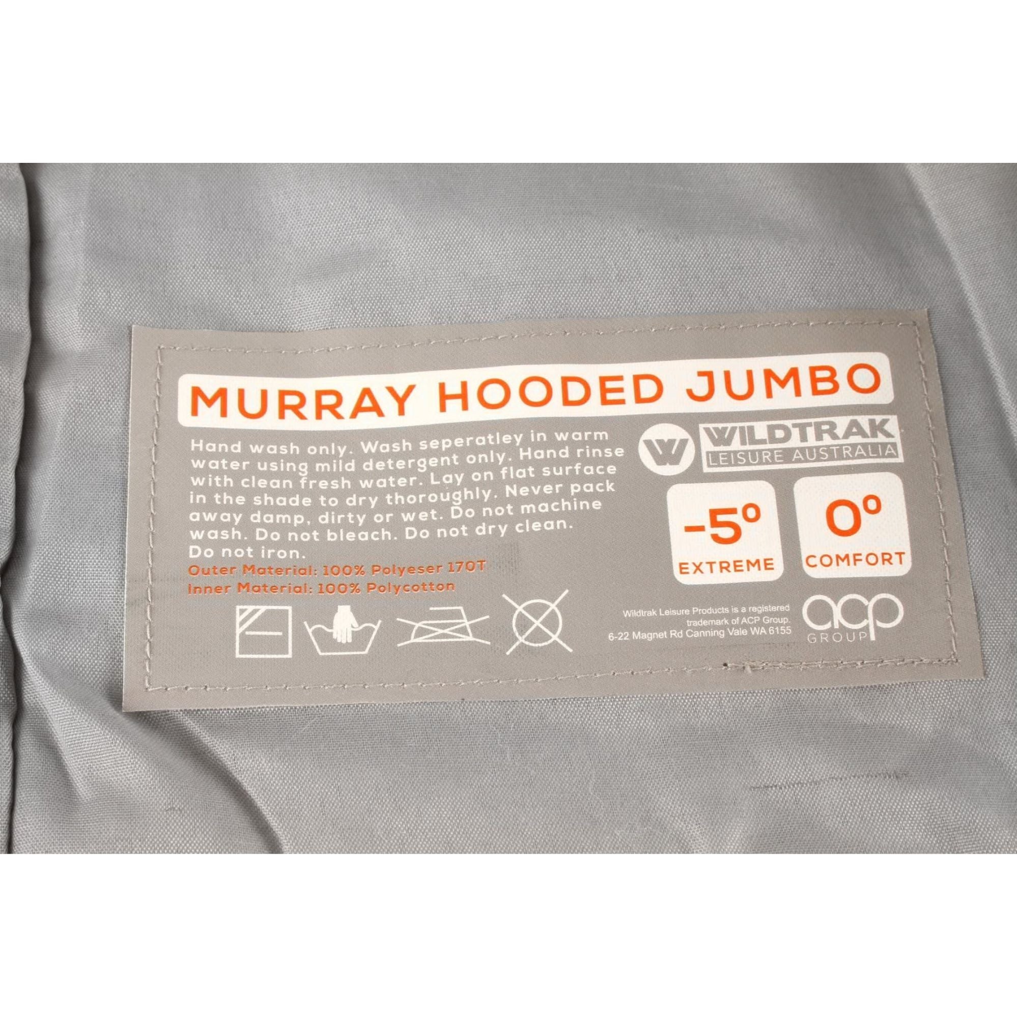 Murray Jumbo Hooded Sleeping Bag, 0-5°C, Breathable Lining, Ripstop Fabric, Auto Lock Zips, Sewn-in Storage Pocket, Hanging Loop, Storage Bag, 90x240cm