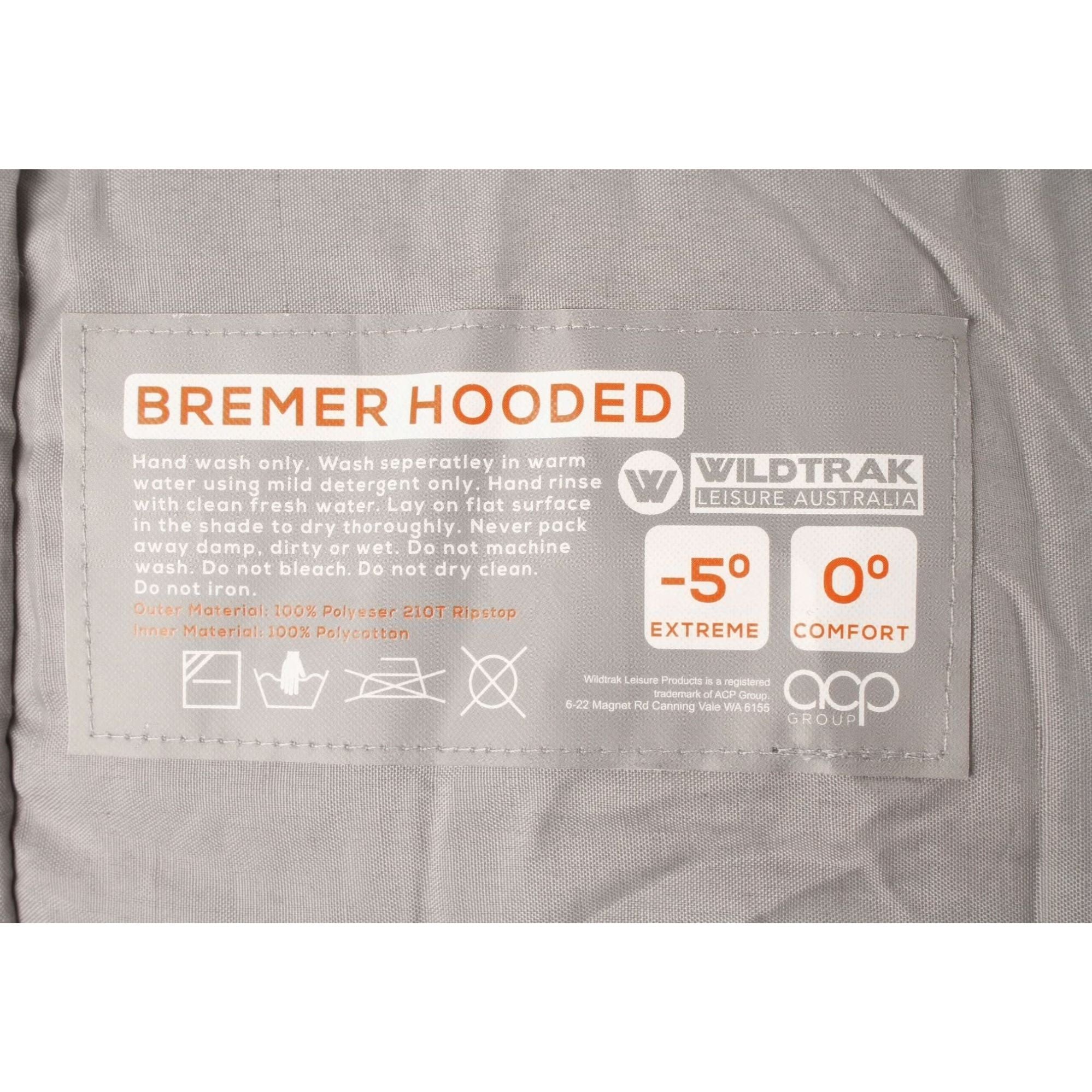 Bremer KIDS Youth Hooded Sleeping Bag, 0-5°C, Breathable Lining, Ripstop Fabric, Auto Lock Zips, Sewn-in Storage Pocket, Sewn-through Construction, Hanging Loop, Storage Bag, 65x170cm