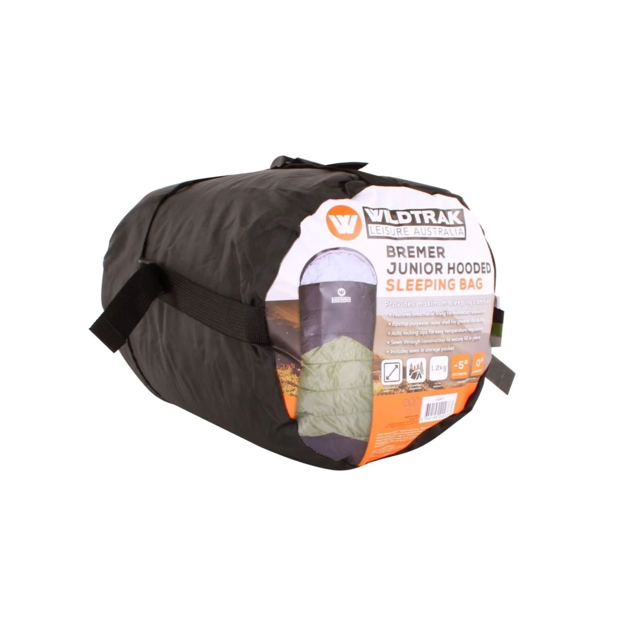 Bremer KIDS Youth Hooded Sleeping Bag, 0-5°C, Breathable Lining, Ripstop Fabric, Auto Lock Zips, Sewn-in Storage Pocket, Sewn-through Construction, Hanging Loop, Storage Bag, 65x170cm