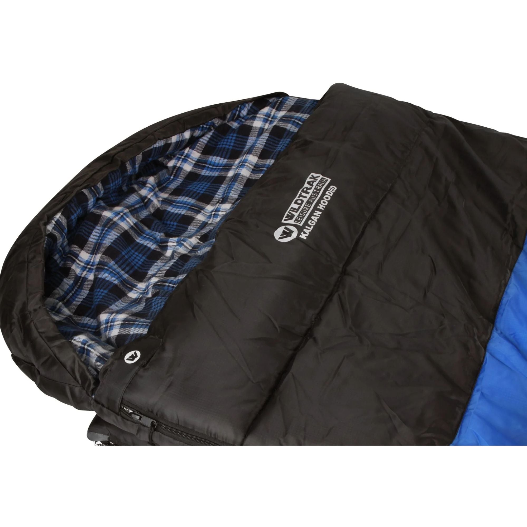 Kalgan Hooded Sleeping Bag, -2 to -7°C, Breathable Flannel Lining, Polyester Ripstop Outer, Auto Lock Zips, Sewn-in Storage Pocket, Hanging Loop, Storage Bag, 80x220cm