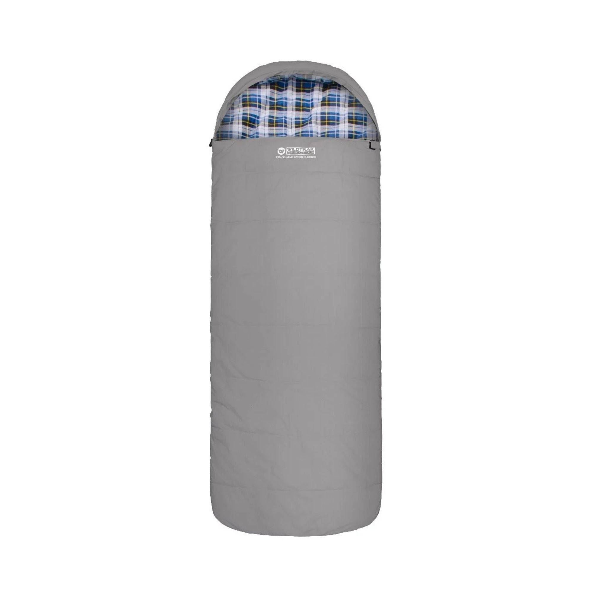 Frankland Jumbo Hooded Sleeping Bag, -2 to -7°C, Flannel Inner, Cotton Canvas Outer Shell, Auto Lock Zips, Sewn-through Contruction, Sewn-in Storage Pocket, Storage Bag, Hanging Loops, 90x230cm