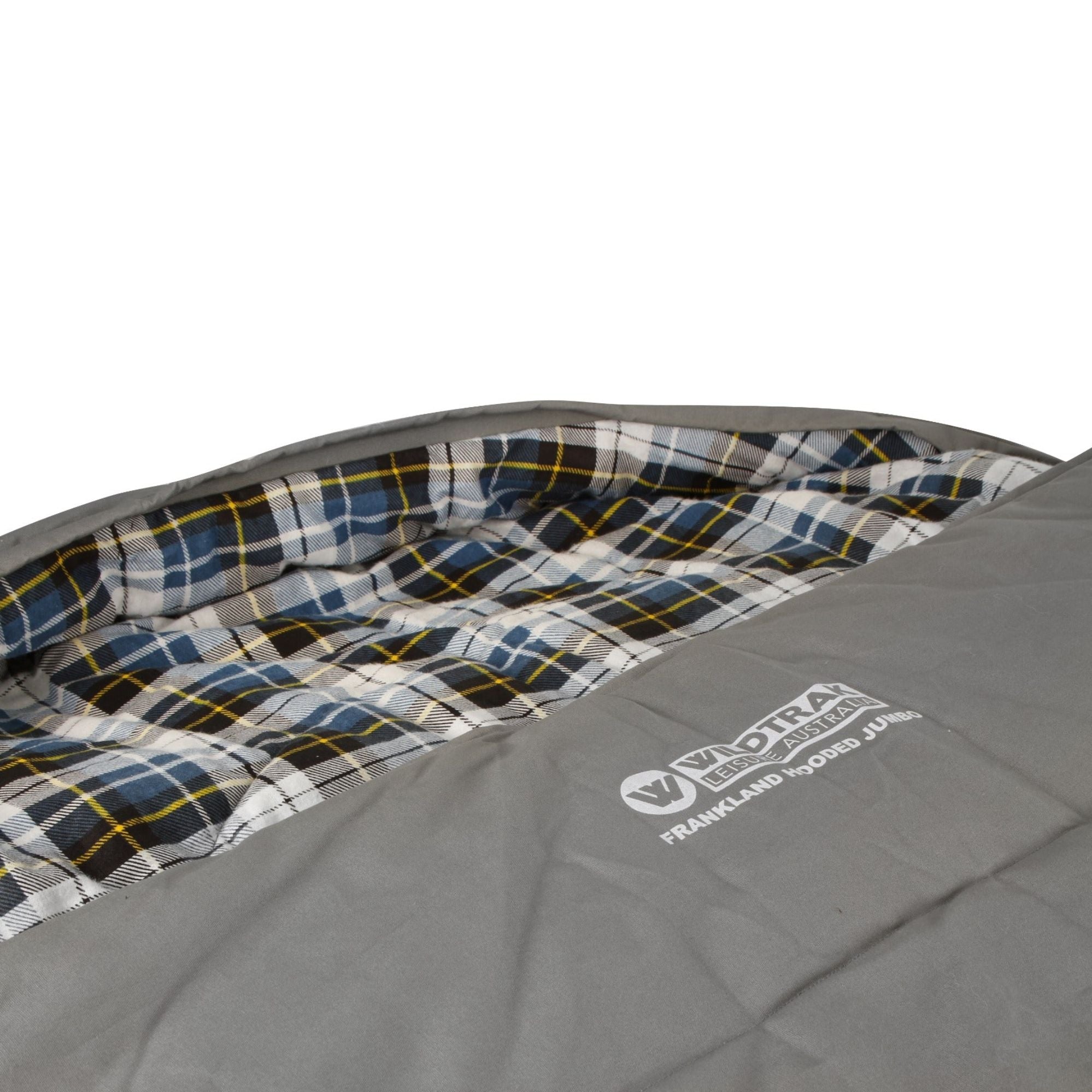 Frankland Jumbo Hooded Sleeping Bag, -2 to -7°C, Flannel Inner, Cotton Canvas Outer Shell, Auto Lock Zips, Sewn-through Contruction, Sewn-in Storage Pocket, Storage Bag, Hanging Loops, 90x230cm