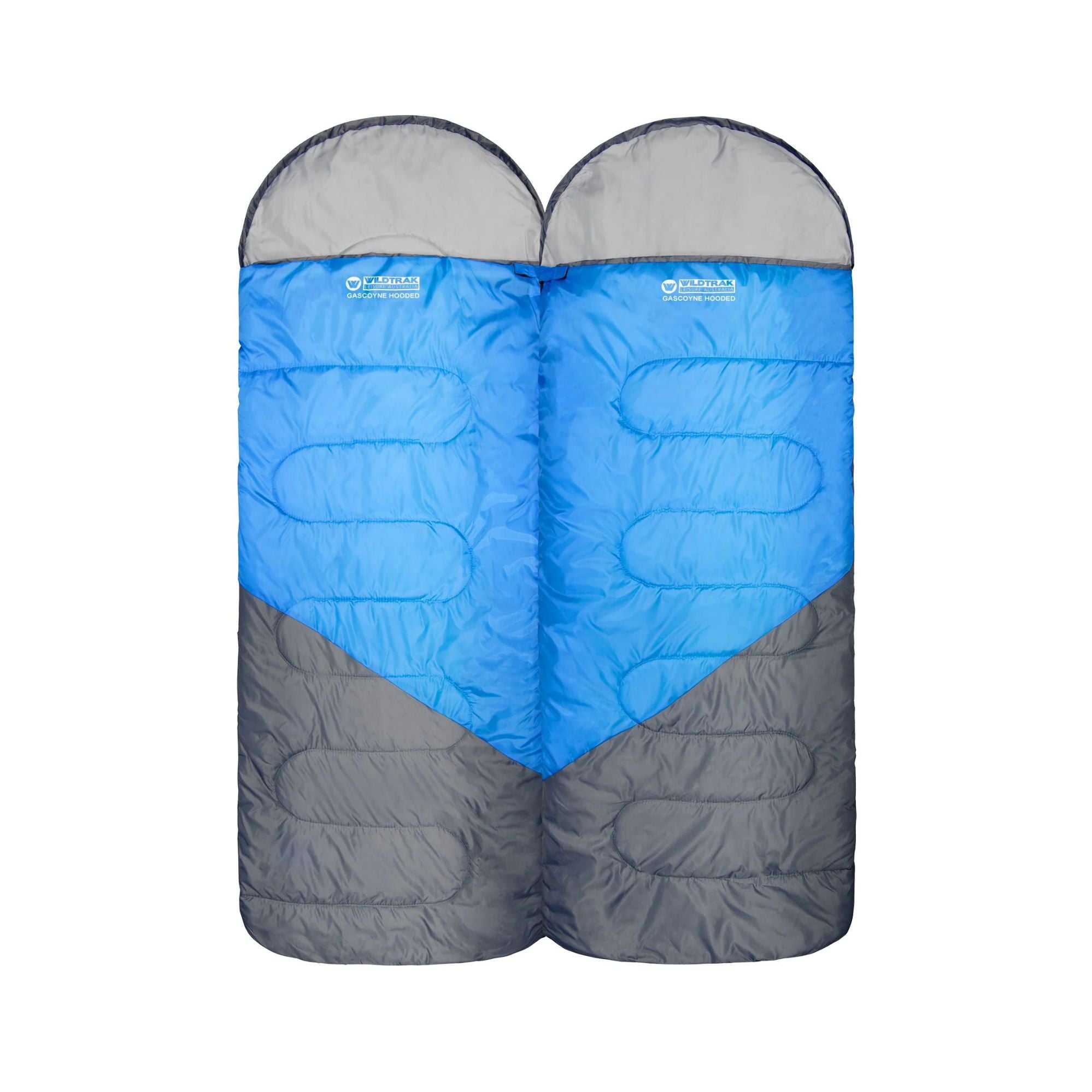 Gascoyne Twin Hooded Sleeping Bag, 5-10°C, Single or Double, Breathable Lining, Polyester Ripstop Outer, Auto Lock Zips, Sewn-in Storage Pocket, Hanging Loop, Storage Bag, 70x230cm