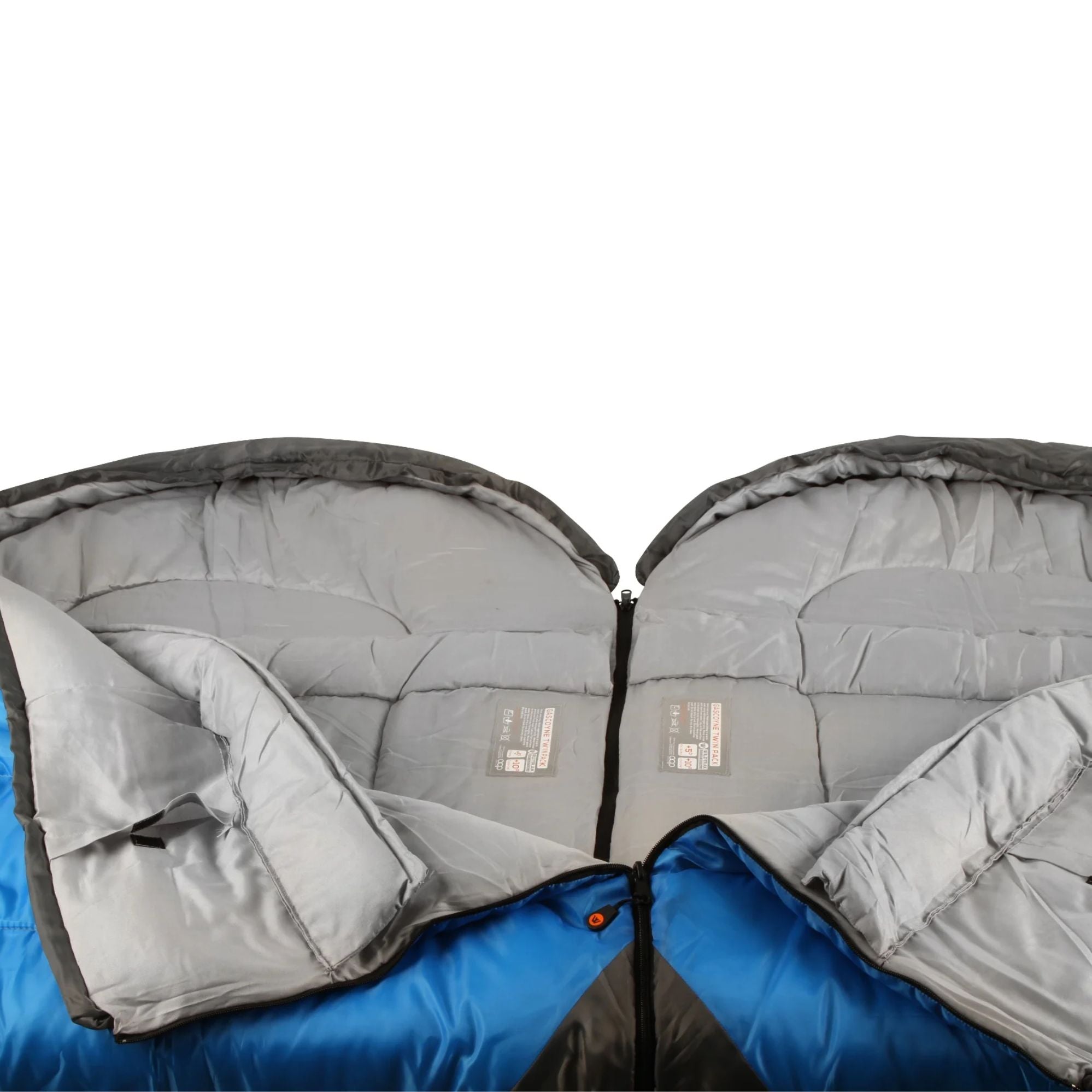 Gascoyne Twin Hooded Sleeping Bag, 5-10°C, Single or Double, Breathable Lining, Polyester Ripstop Outer, Auto Lock Zips, Sewn-in Storage Pocket, Hanging Loop, Storage Bag, 70x230cm