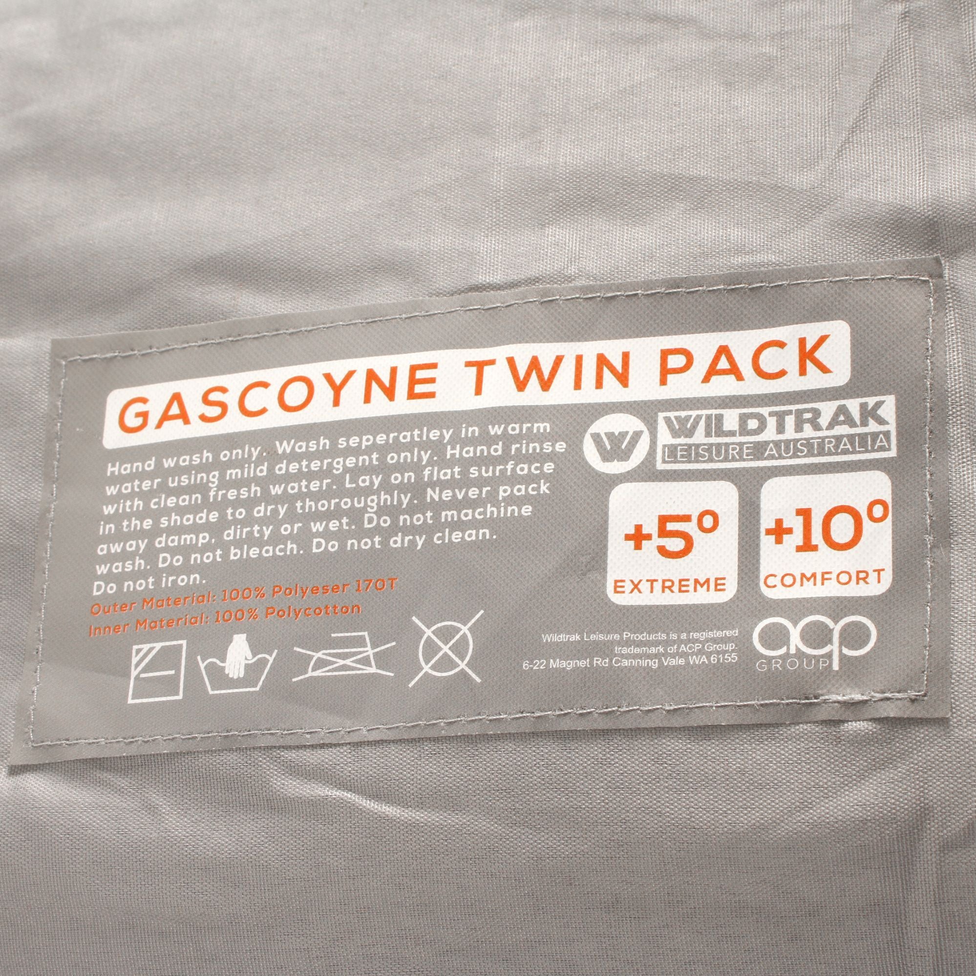 Wildtrak +5°C to +10°C Gascoyne Twin Hooded Sleeping Bag, Single or Double 70 x 230cm