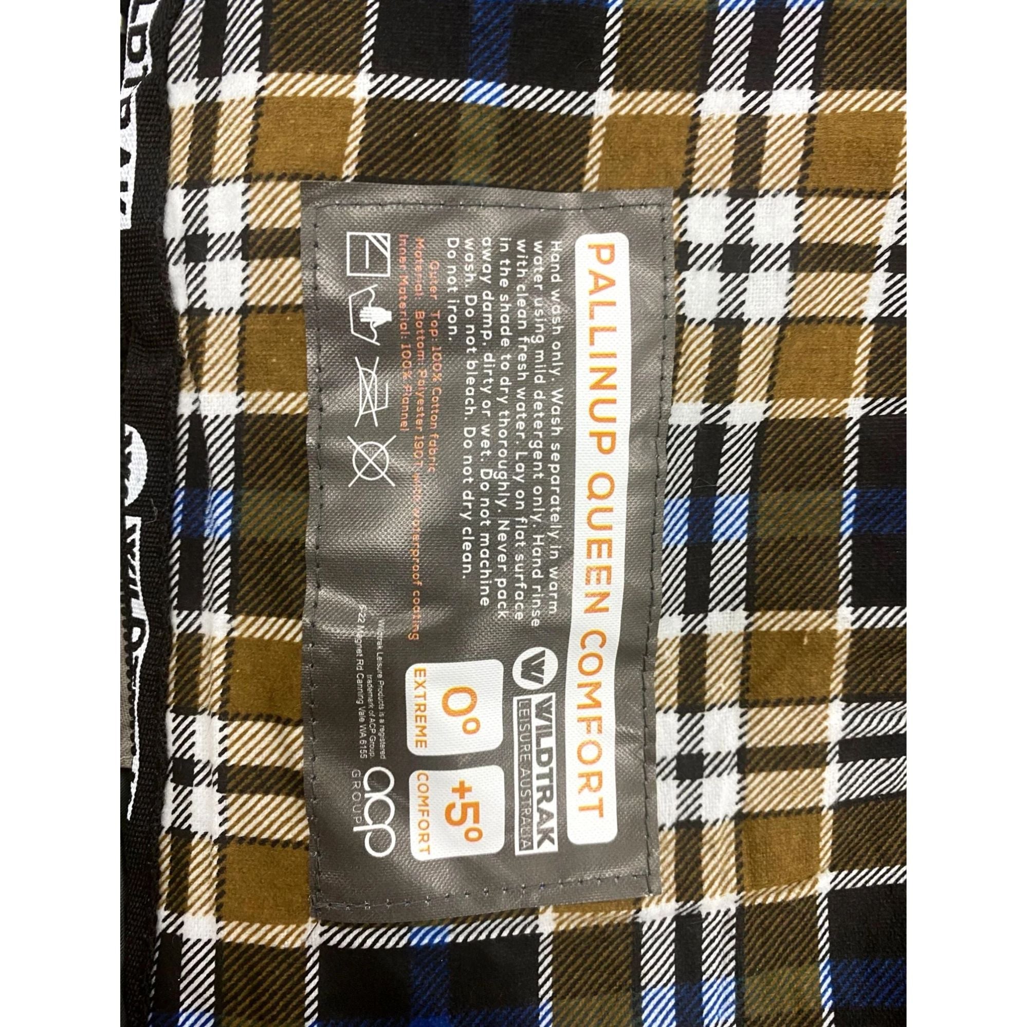Pallinup Heavy Duty Cotton Queen Sleeping Bag, 0-5°C, Flannel Inner, 152 x 200cm