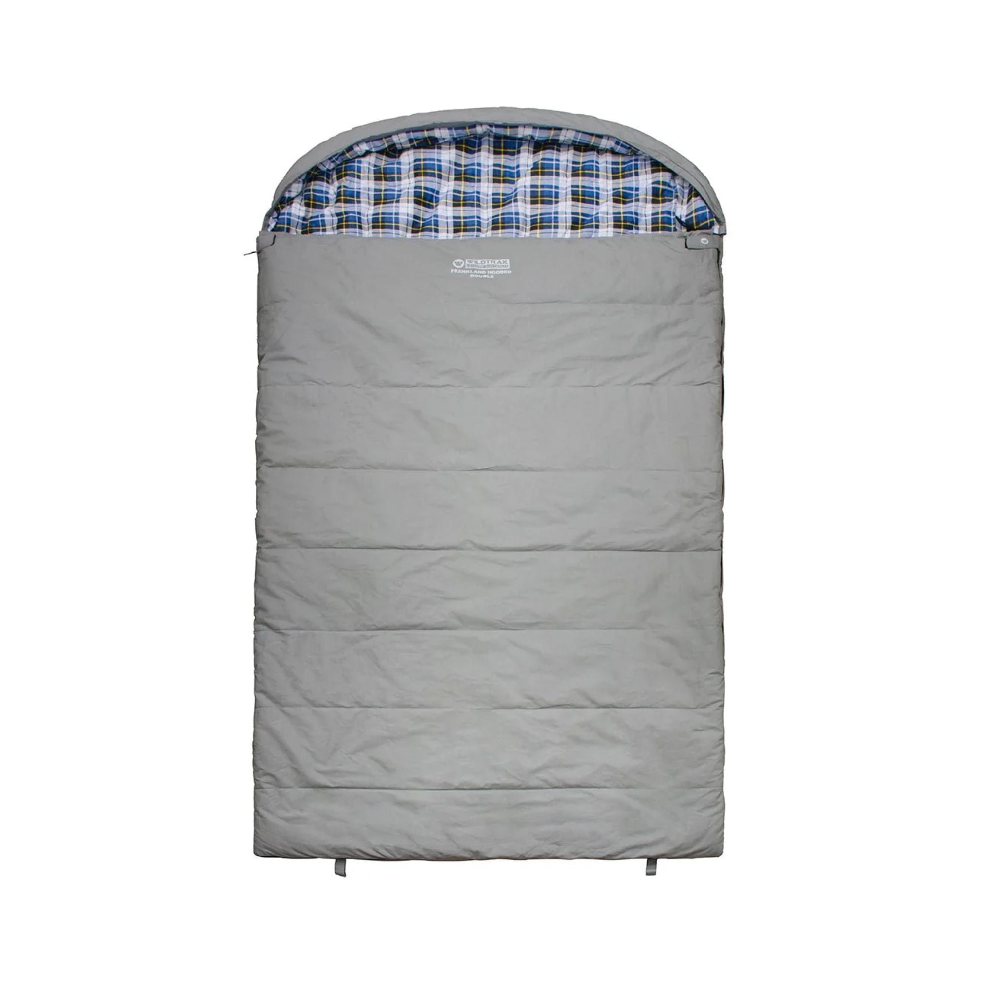 Frankland Double Hooded Sleeping Bag, -2 to -7°C, Flannel Inner, Cotton Canvas Outer Shell, Auto Lock Zips, Sewn-through Contruction, Sewn-in Storage Pocket, Storage Bag, Hanging Loops, 120x230cm