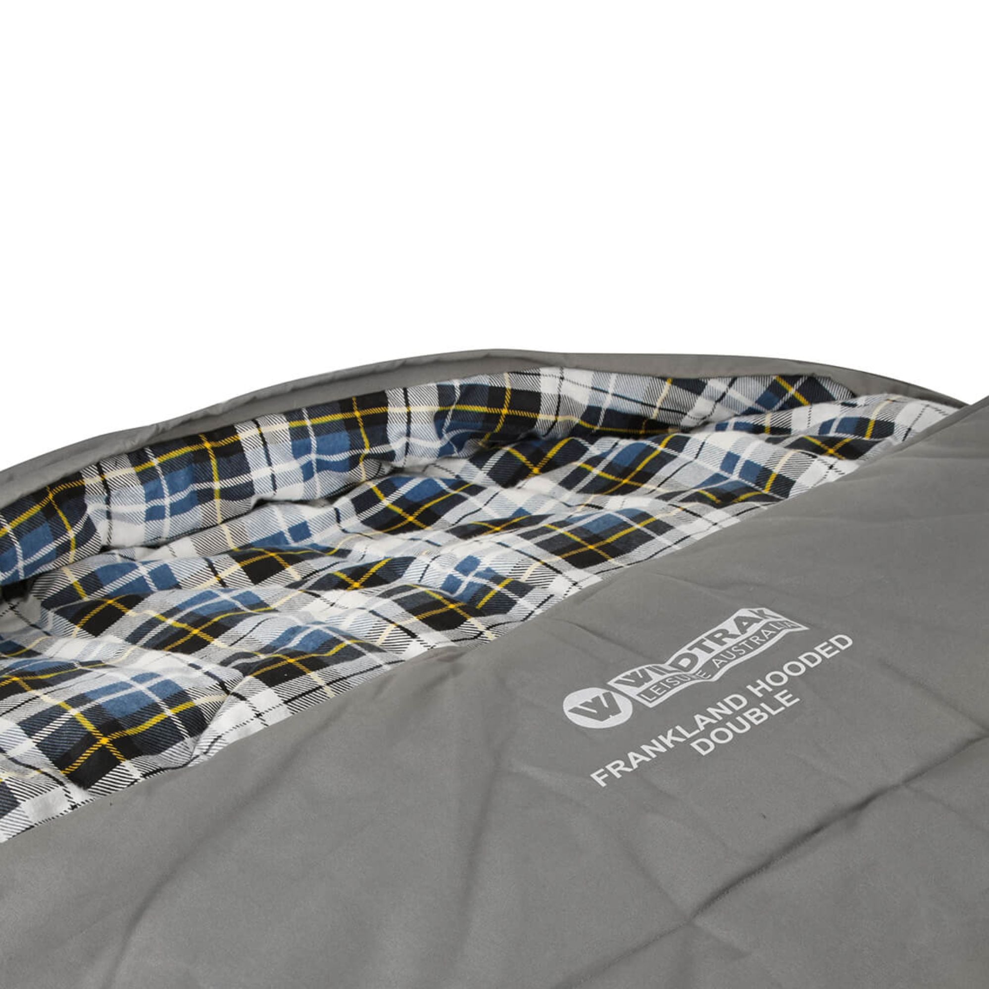 Frankland Double Hooded Sleeping Bag, -2 to -7°C, Flannel Inner, Cotton Canvas Outer Shell, Auto Lock Zips, Sewn-through Contruction, Sewn-in Storage Pocket, Storage Bag, Hanging Loops, 120x230cm