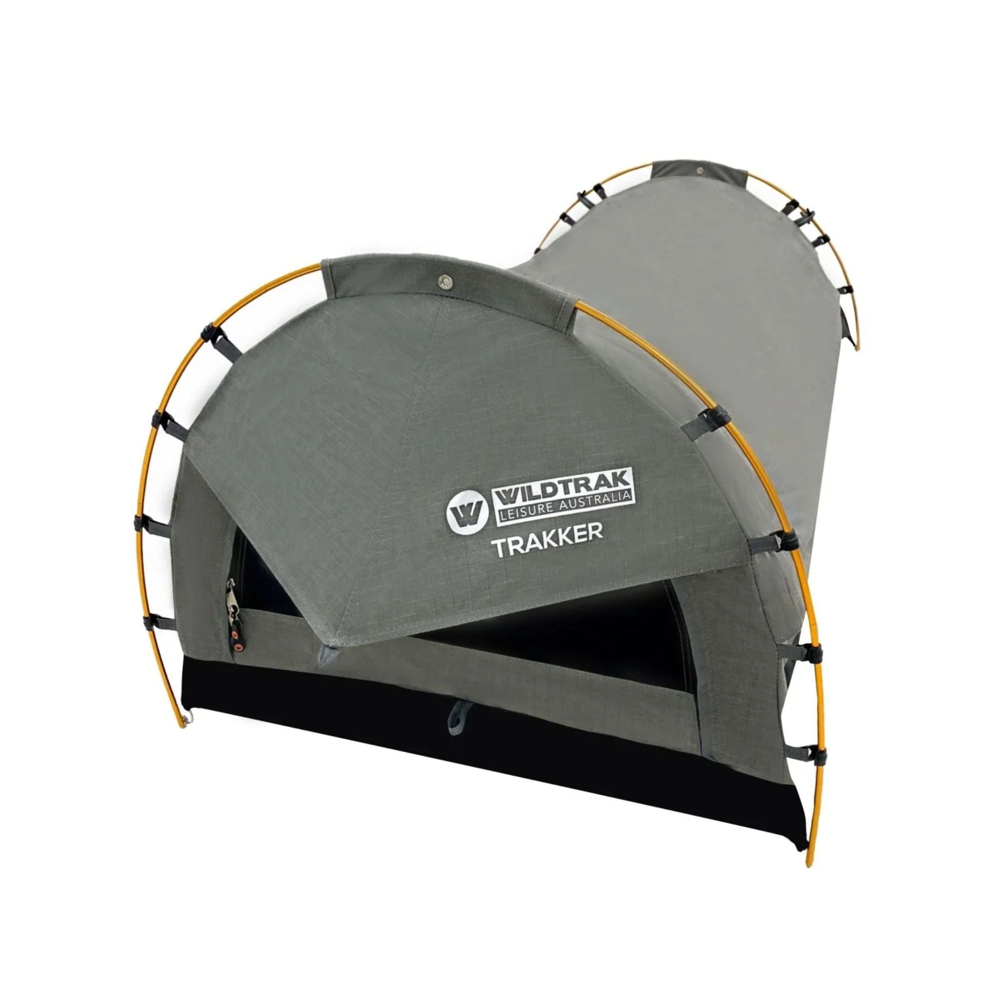 King Single Trakker Easy Setup Swag 420gsm Heavy Duty Ripstop Canvas, Ultra Fine Mesh, Aluminium Poles, High Density Foam Mattress, Weatherproof, Durable, Carry Bag with Handles 90x210cm