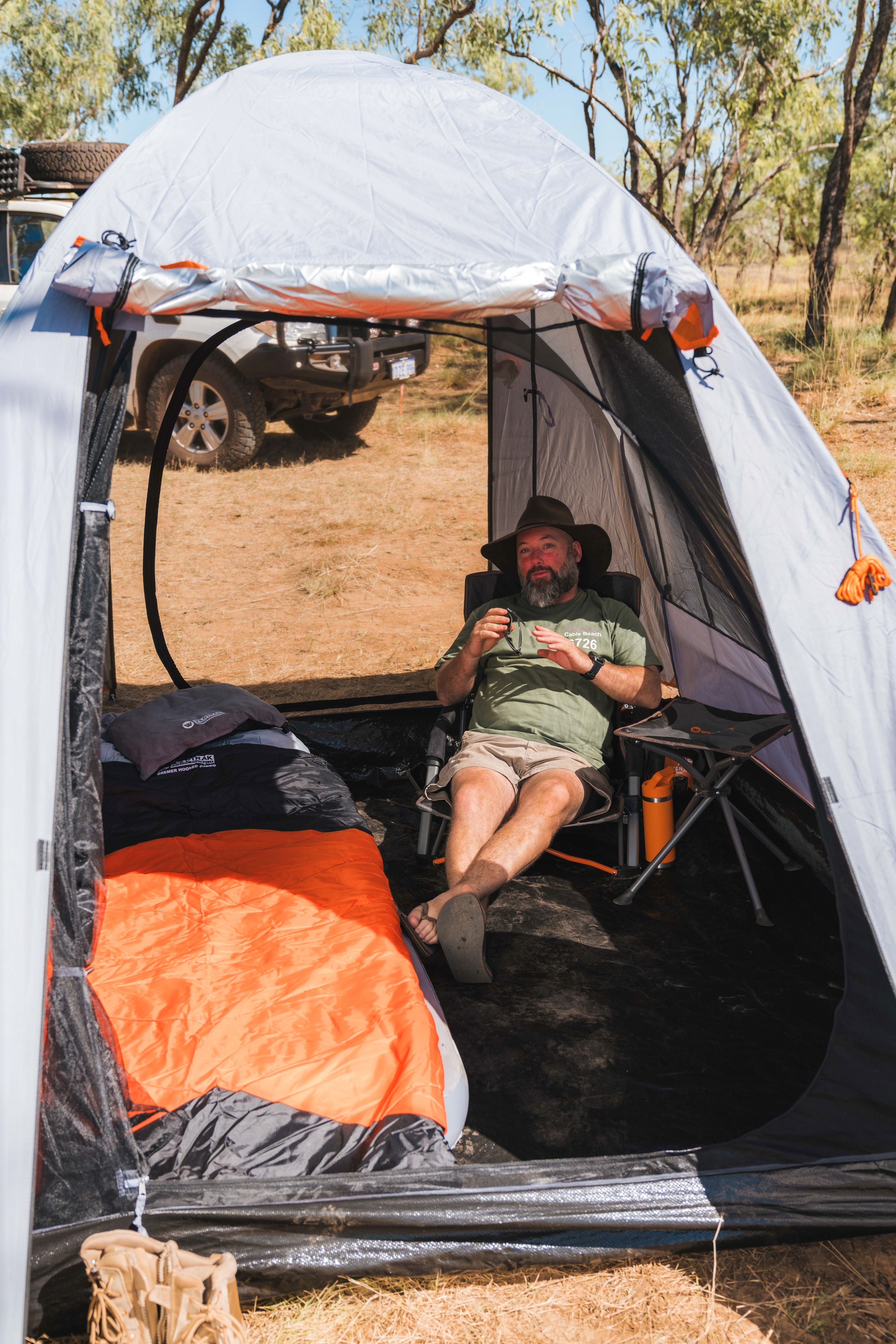 Wildtrak™ Tanami Series II 3V Dome Tent with Front Vestibule, Easy Assemble, Heavy Duty Floor, Shock Corded Fibreglass & Steel Poles, Ultrafine Mesh, J Hook Connections, Airlite Vents, Waterproof Fly, Carry Bag with Handles