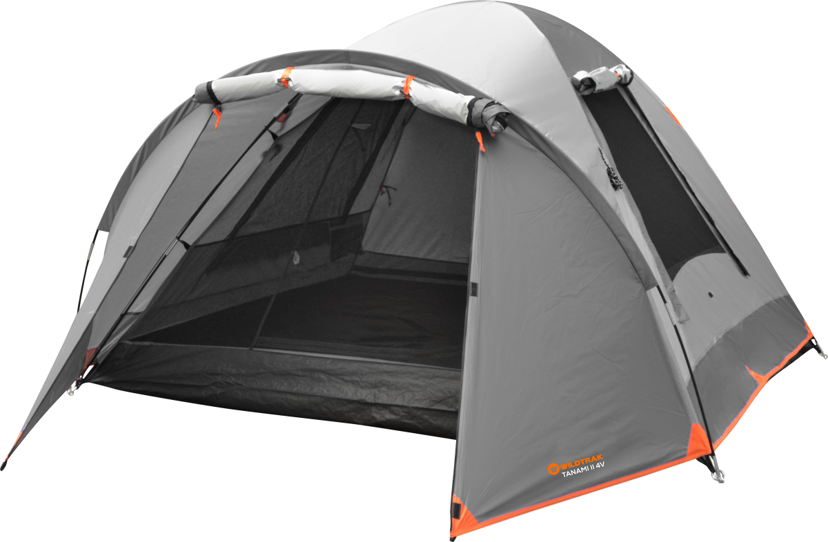 4V Tanami Series II Dome Tent with Front Vestibule, Easy 1 Person Assemble, Heavy Duty Floor, Shock Corded Fibreglass & Steel Poles, Ultrafine Mesh, J Hook Connections, Airlite Vents, Waterproof Fly, Carry Bag with Handles