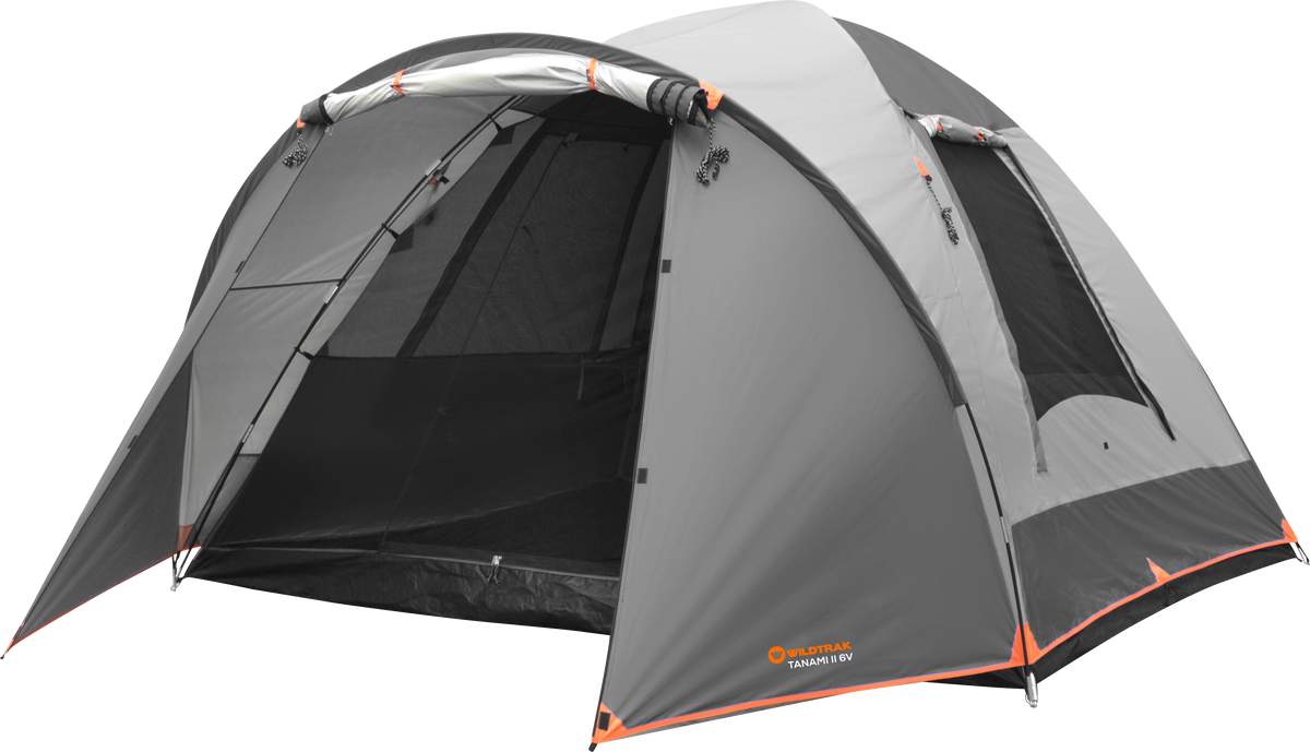 Tanami Series II 6V Dome Tent with Front Vestibule, Easy Assemble, Heavy Duty Floor, Shock Corded Fibreglass & Steel Poles, Ultrafine Mesh, J Hook Connections, Airlite Vents, Waterproof Fly, Carry Bag with Handles