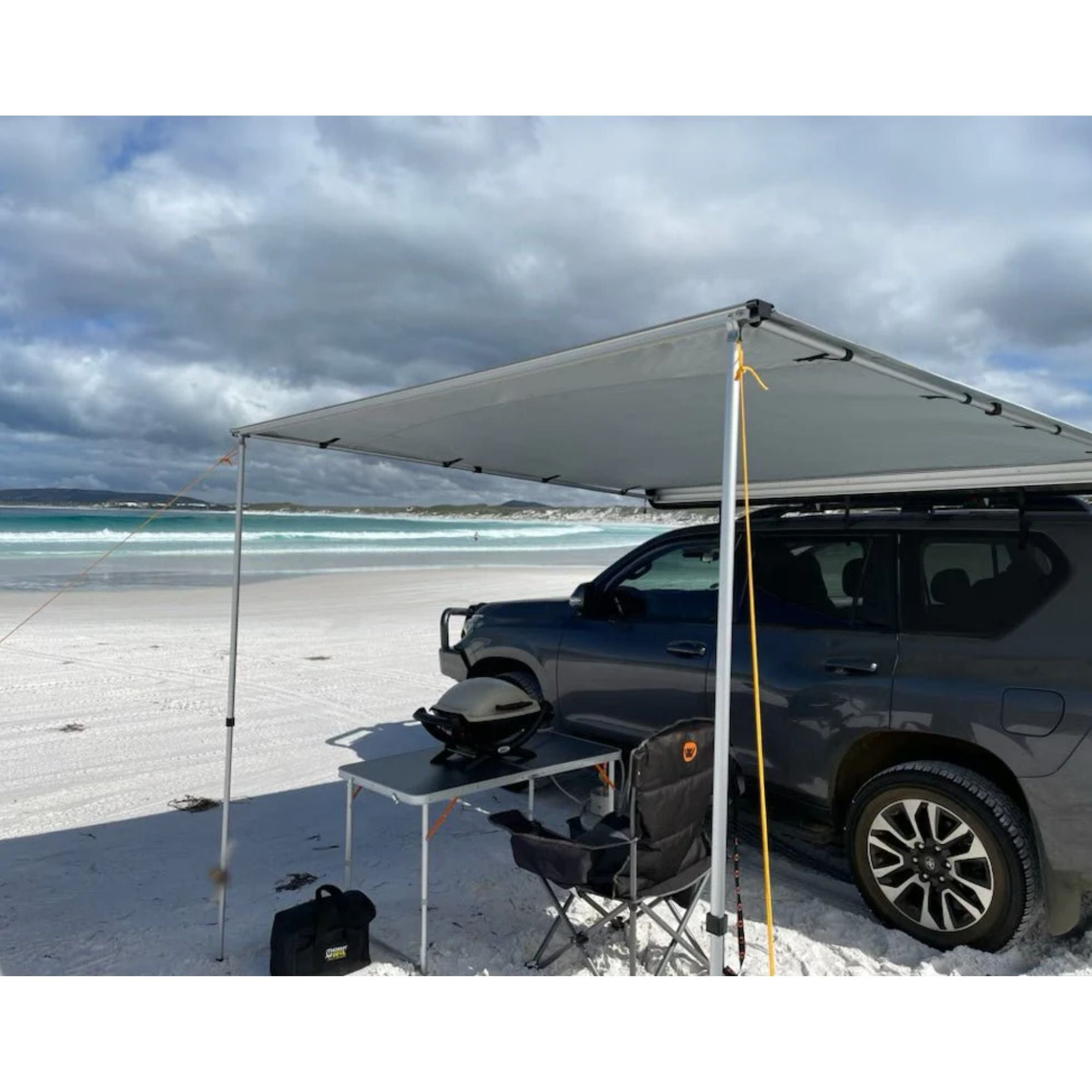Deluxe 2.5x2.5m 4WD Awning, Waterproof, UPF 50+, 600D Ripstop Canvas, Adjustable Height, inc PVC Cover with Zipper