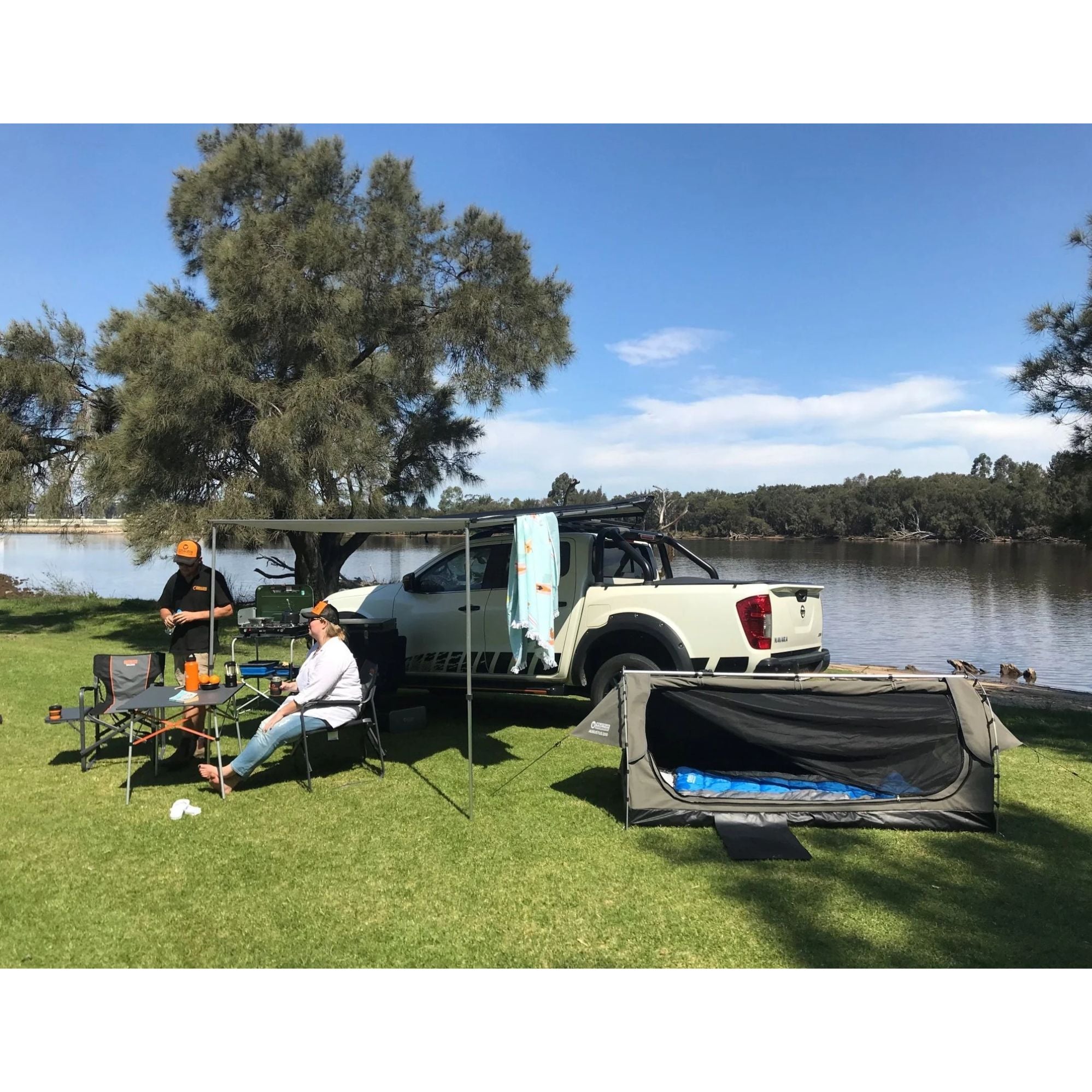 Deluxe 2.5x2.5m 4WD Awning, Waterproof, UPF 50+, 600D Ripstop Canvas, Adjustable Height, inc PVC Cover with Zipper