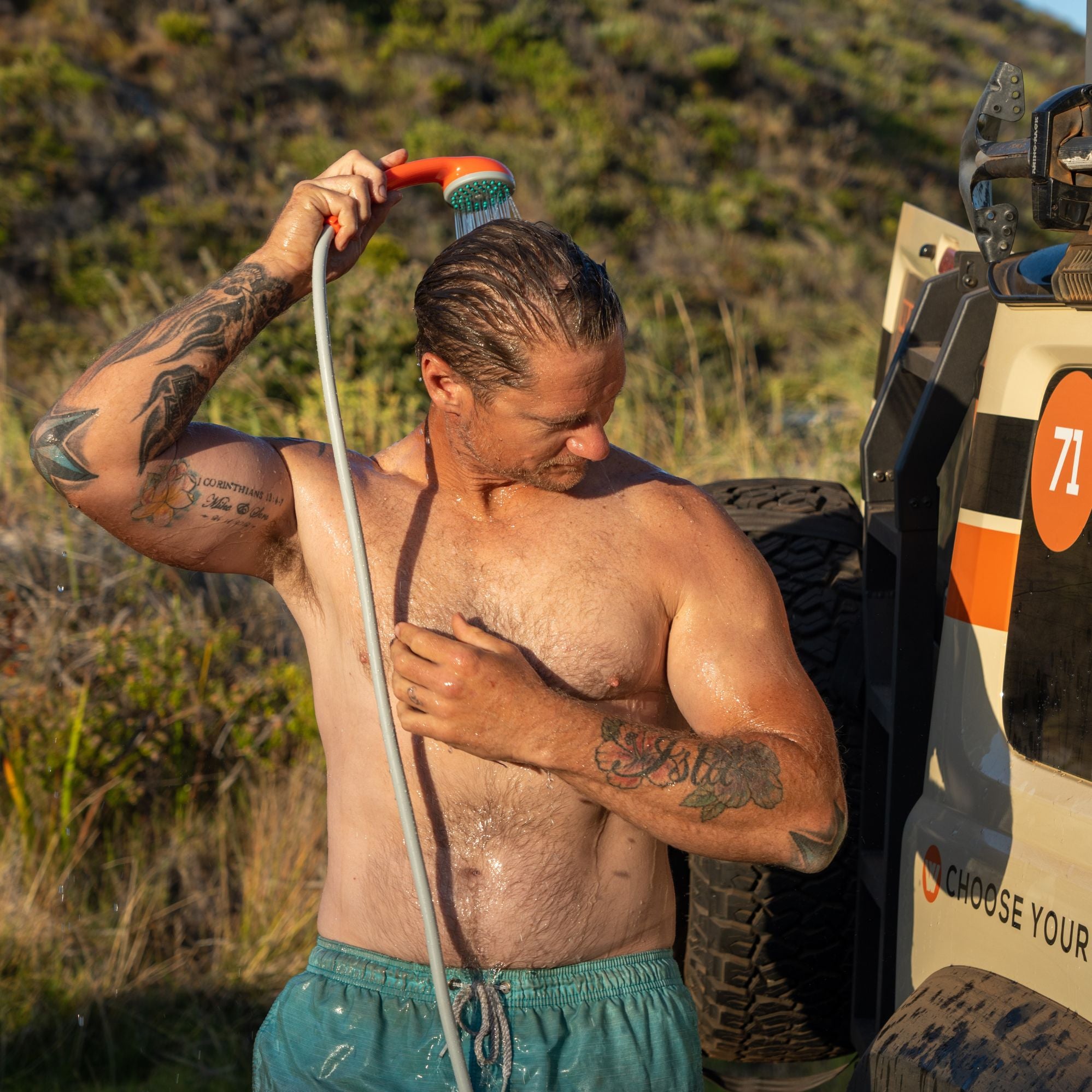 12V Portable Camp Shower, 2m Hose, Adjustable Flow