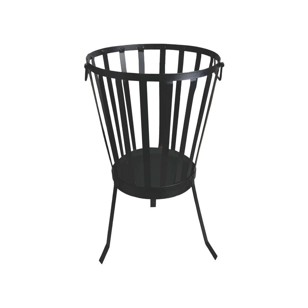 Ignite 58cm Black Steel Portable Firepit/Planter/Wood Storage Basket with Legs