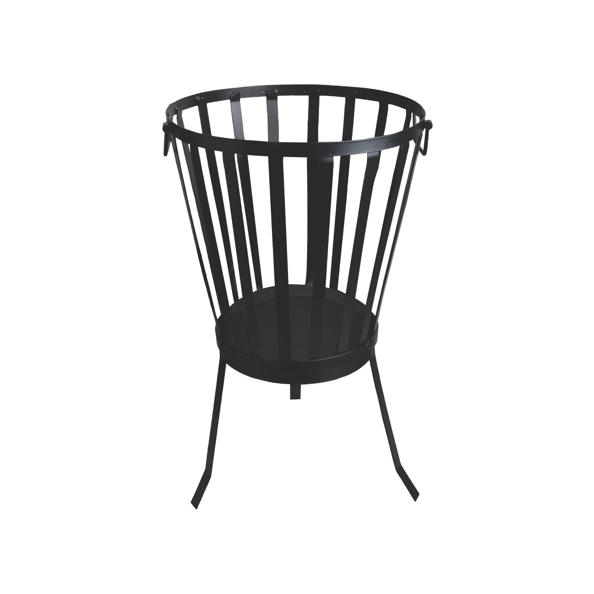 Ignite 58cm Black Steel Portable Firepit/Planter/Wood Storage Basket with Legs
