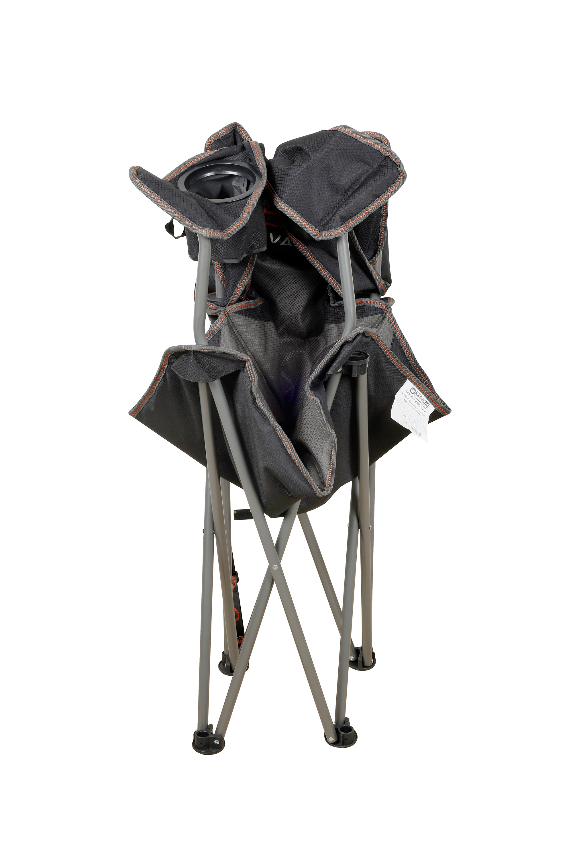 Wildtrak™ Varley Camp Chair with High-tensile Steel Frame, Cushioned Back Rest, Drink Holder, Weight Rated 136kg, Headrest Storage Pocket , Carry Bag with Shoulder Strap