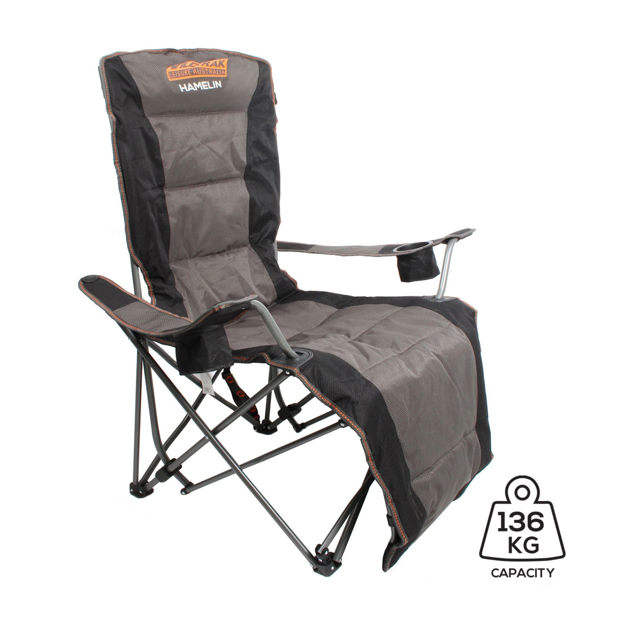 Wildtrak Hamelin Deluxe Recliner Chair, 150kg Weight Capacity