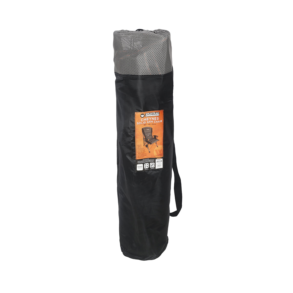 WILDTRAK™ Cheynes Solid Arm Chair with High Back, Fully Cushioned, Wine Glass Holders, Drink Holder, Media Pocket, Self-Levelling Feet for Camping & Events, Weight Rated 200kg, Zipped Storage Pocket for Carry Bag with Shoulder Strap