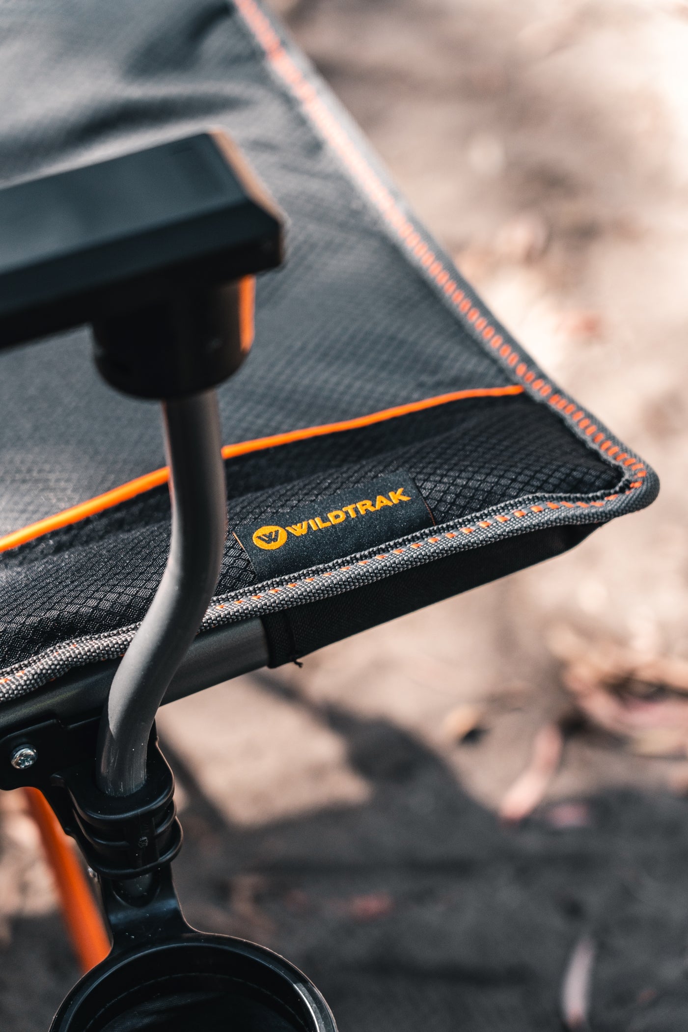 WILDTRAK™ Cheynes Solid Arm Chair with High Back, Fully Cushioned, Wine Glass Holders, Drink Holder, Media Pocket, Self-Levelling Feet for Camping & Events, Weight Rated 200kg, Zipped Storage Pocket for Carry Bag with Shoulder Strap