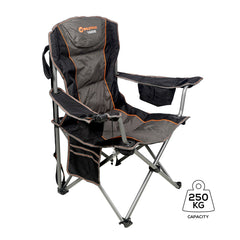 Wildtrak™ DELUXE Yardie Foldable Arm Chair with Shoulder Strap, Built-in Cooler Storage, Drink Holder, Wine Glass Holder