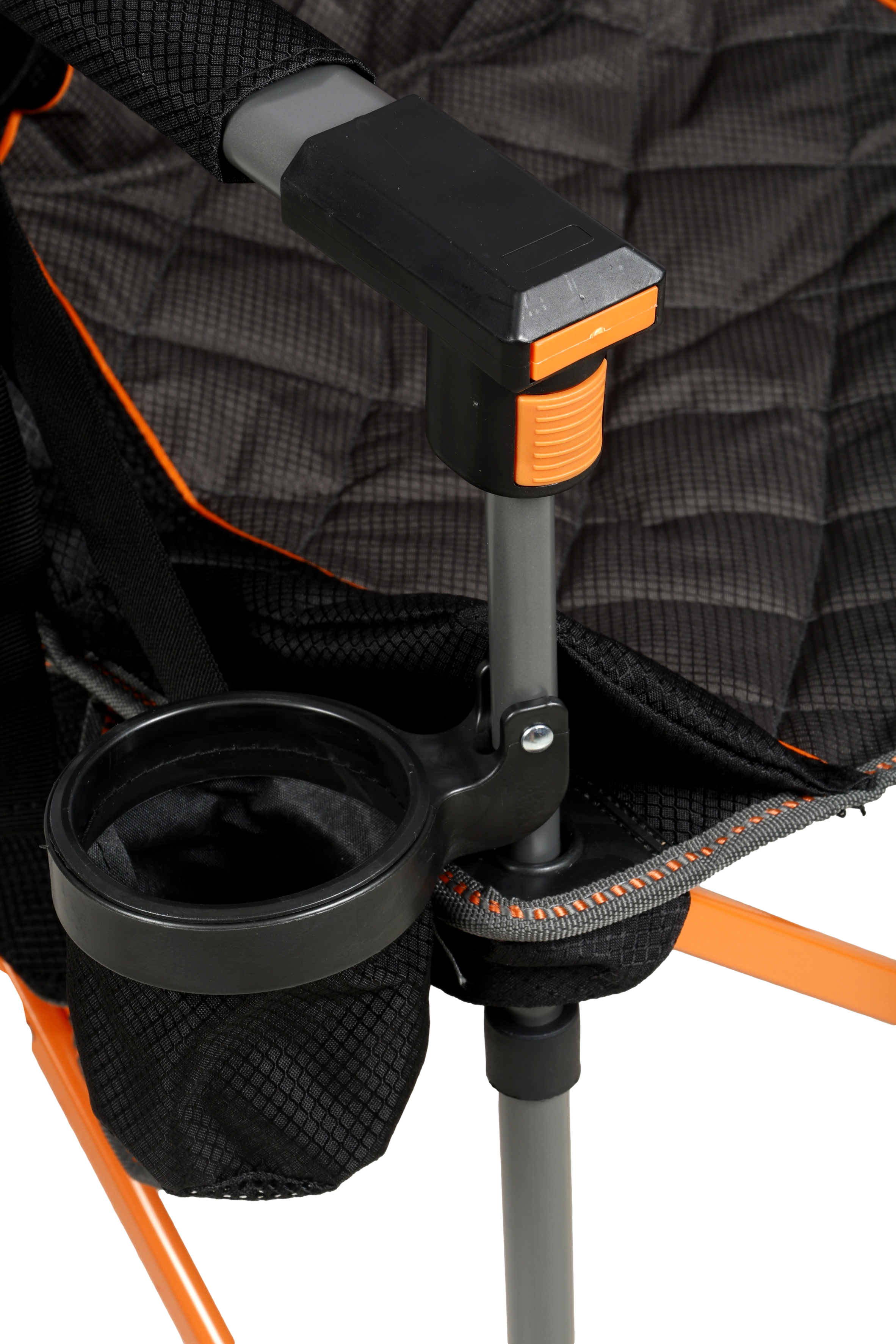 WILDTRAK™ Deluxe Nannup Foldable Camp Chair, Cushioned Seat & Back Rest, Wine Glass Holder, Media Storage Pocket, Adjustable Lumbar Support, Zippered Storage Pocket for Carry Bag with Shoulder Strap, Weight Rated 200kg Camping and Events