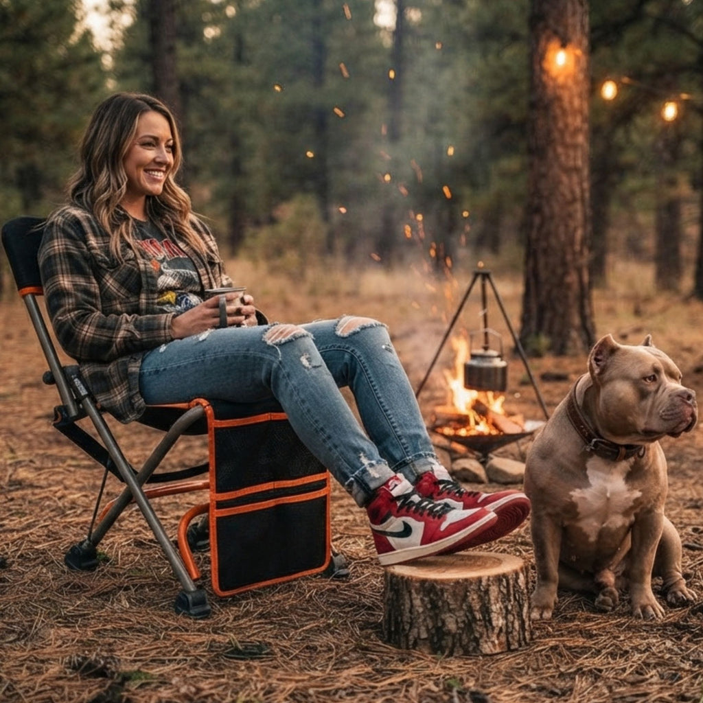 Wildtrak Cobar Compact Tri-fold Backrest Stool 64x27.5x30cm, 120kg Weight Rating
