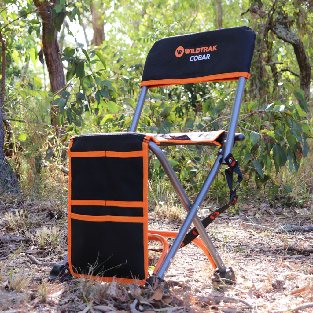 Wildtrak Cobar Compact Tri-fold Backrest Stool 64x27.5x30cm, 120kg Weight Rating