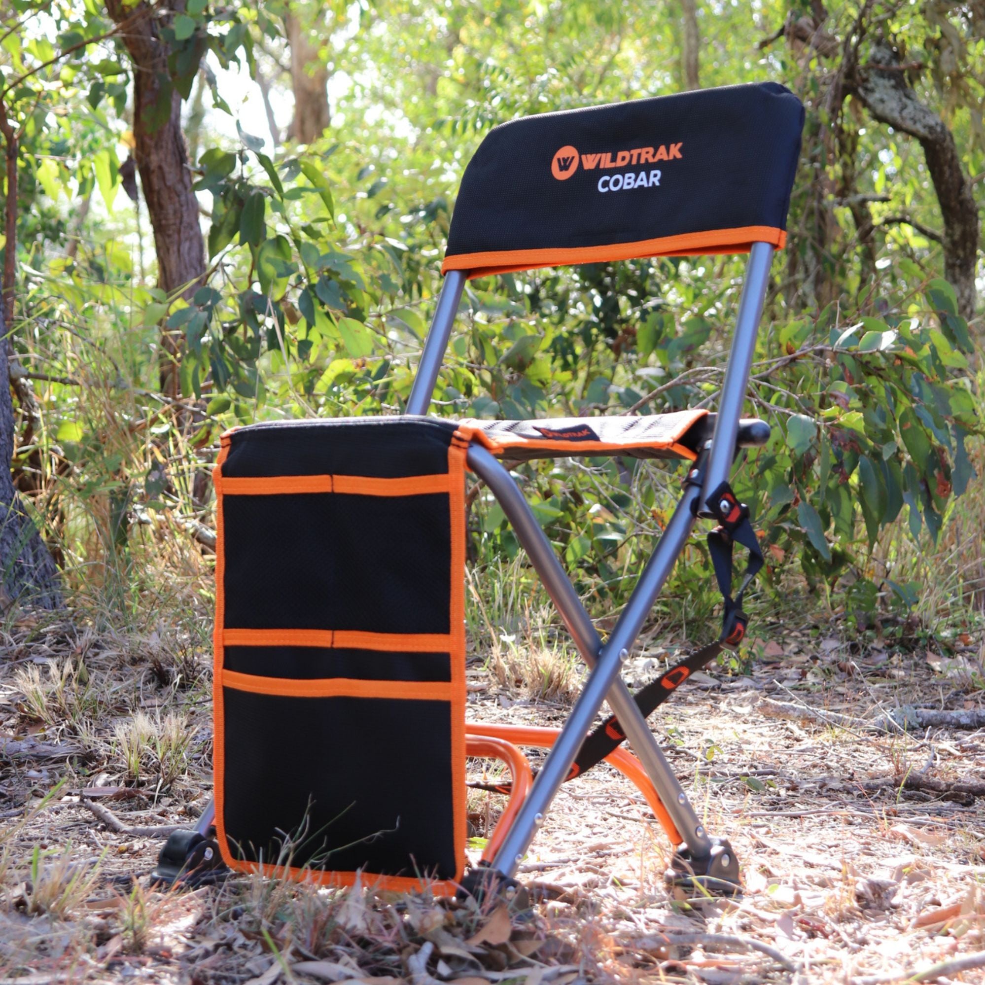 Wildtrak Cobar Compact Tri-fold Backrest Stool 64x27.5x30cm, 120kg Weight Rating