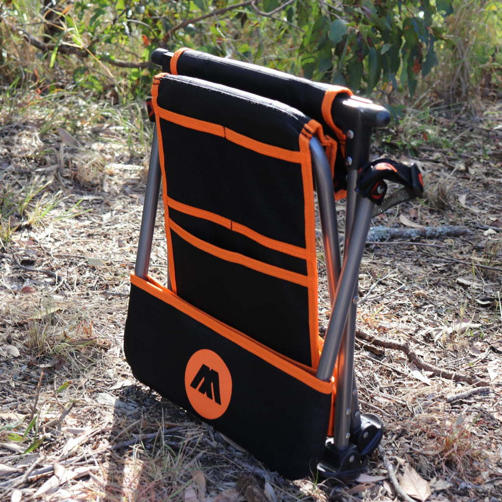 Wildtrak Cobar Compact Tri-fold Backrest Stool 64x27.5x30cm, 120kg Weight Rating