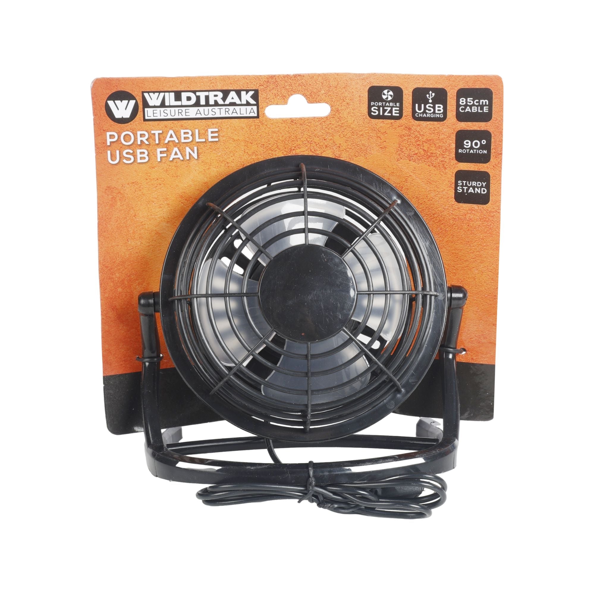 Portable USB Fan 15x17cm, 85cm Cable Length, 90 Degrees Rotation