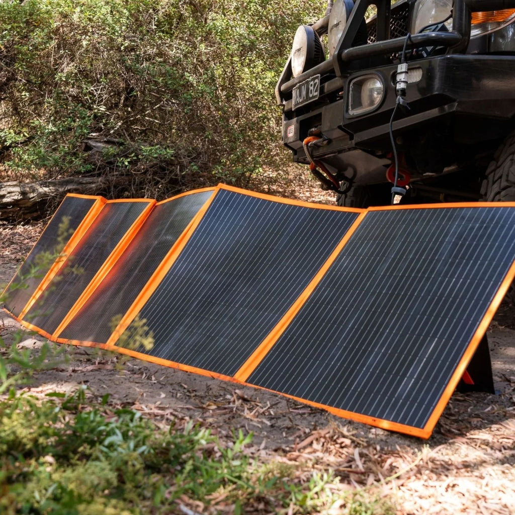 Wildtrak 300W Folding Solar Blanket A-Grade with ETFE Coating, Built in Stand, & Carry Bag