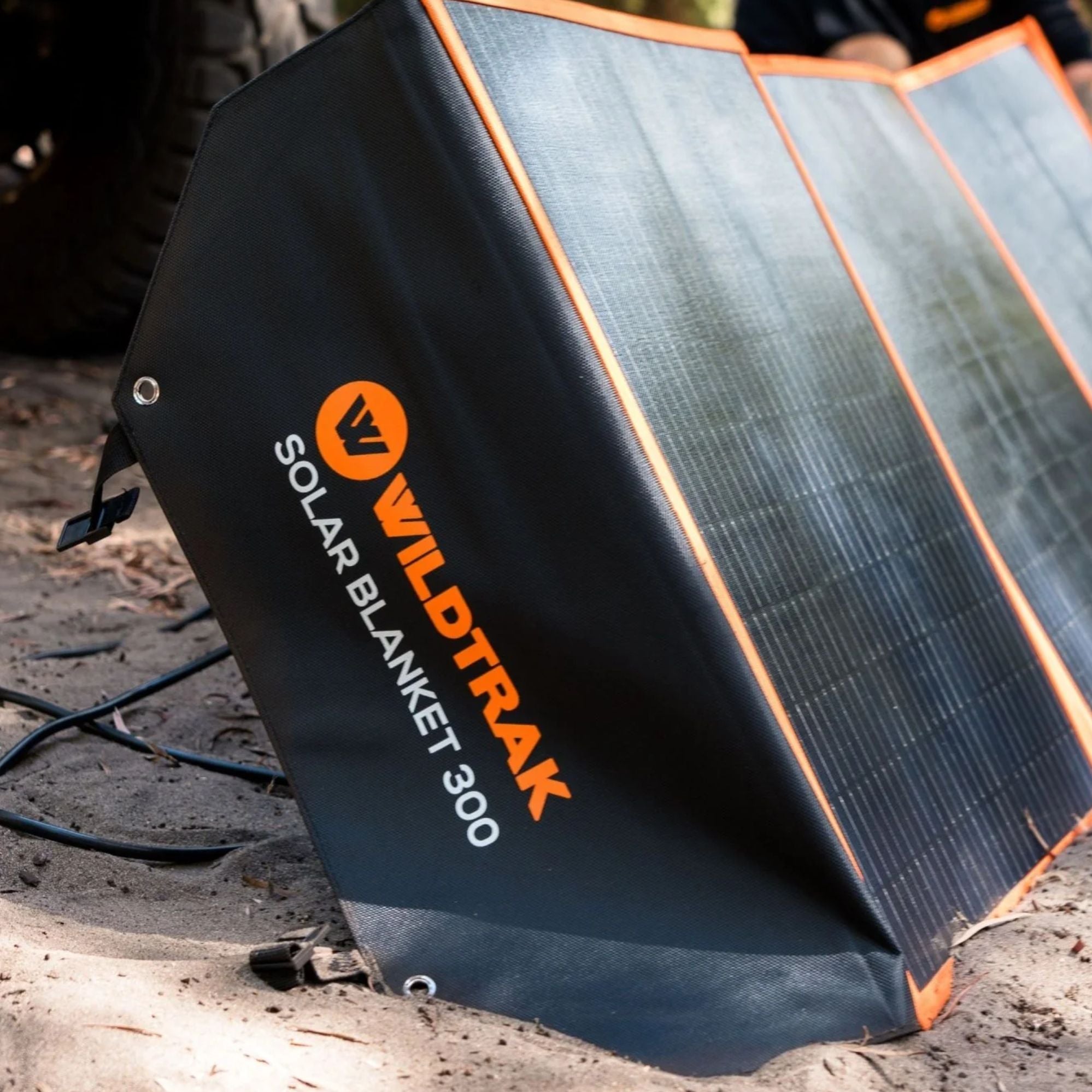 Wildtrak 300W Folding Solar Blanket A-Grade with ETFE Coating, Built in Stand, & Carry Bag