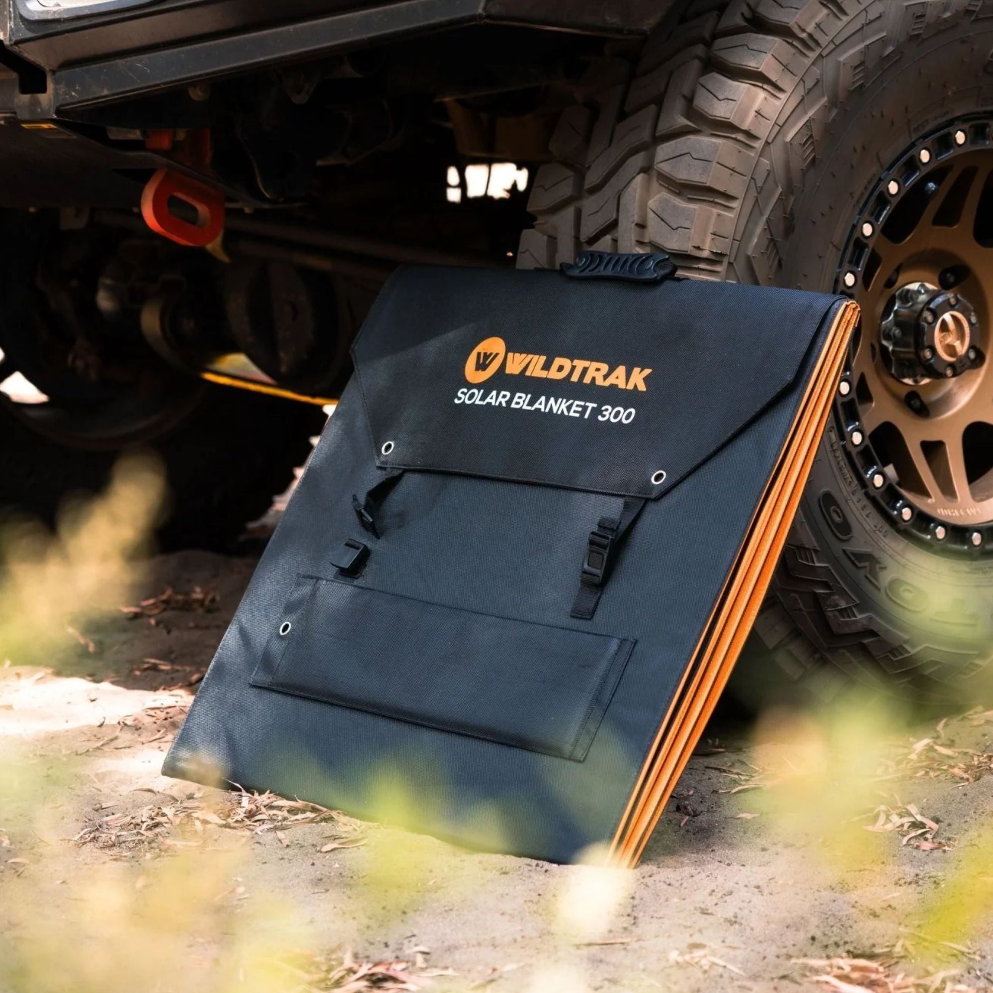 Wildtrak 300W Folding Solar Blanket A-Grade with ETFE Coating, Built in Stand, & Carry Bag