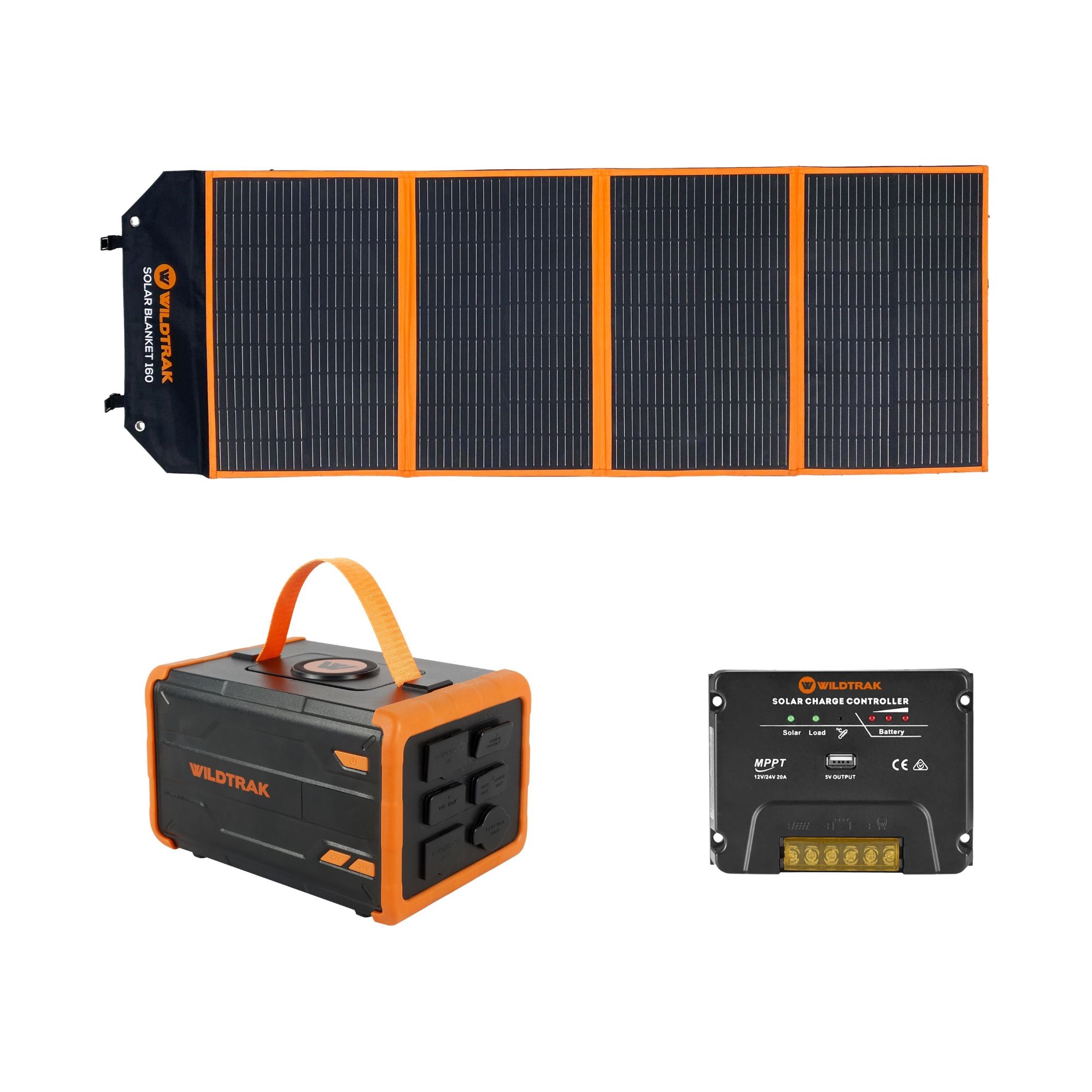 Wildtrak Power Tank Buddy 30Ah PowerStation & 160W Solar Blanket Bundle