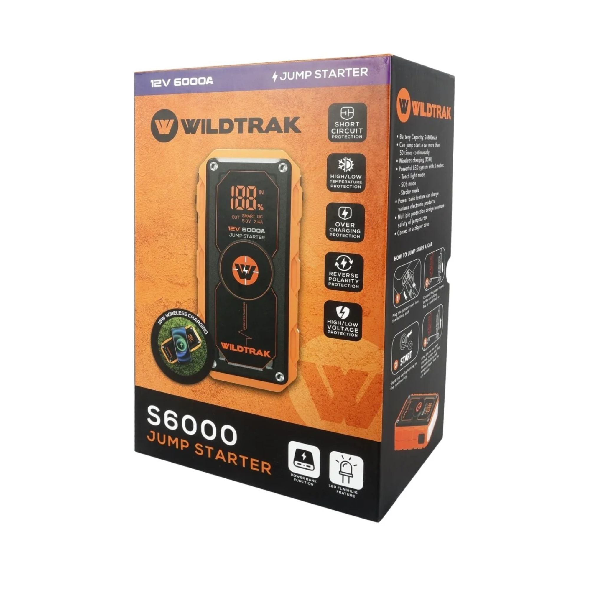 Wildtrak Heavy-Duty 6000A 26800mAh HP Lithium Car & 4WD Jump Starter (Petrol & Diesel)